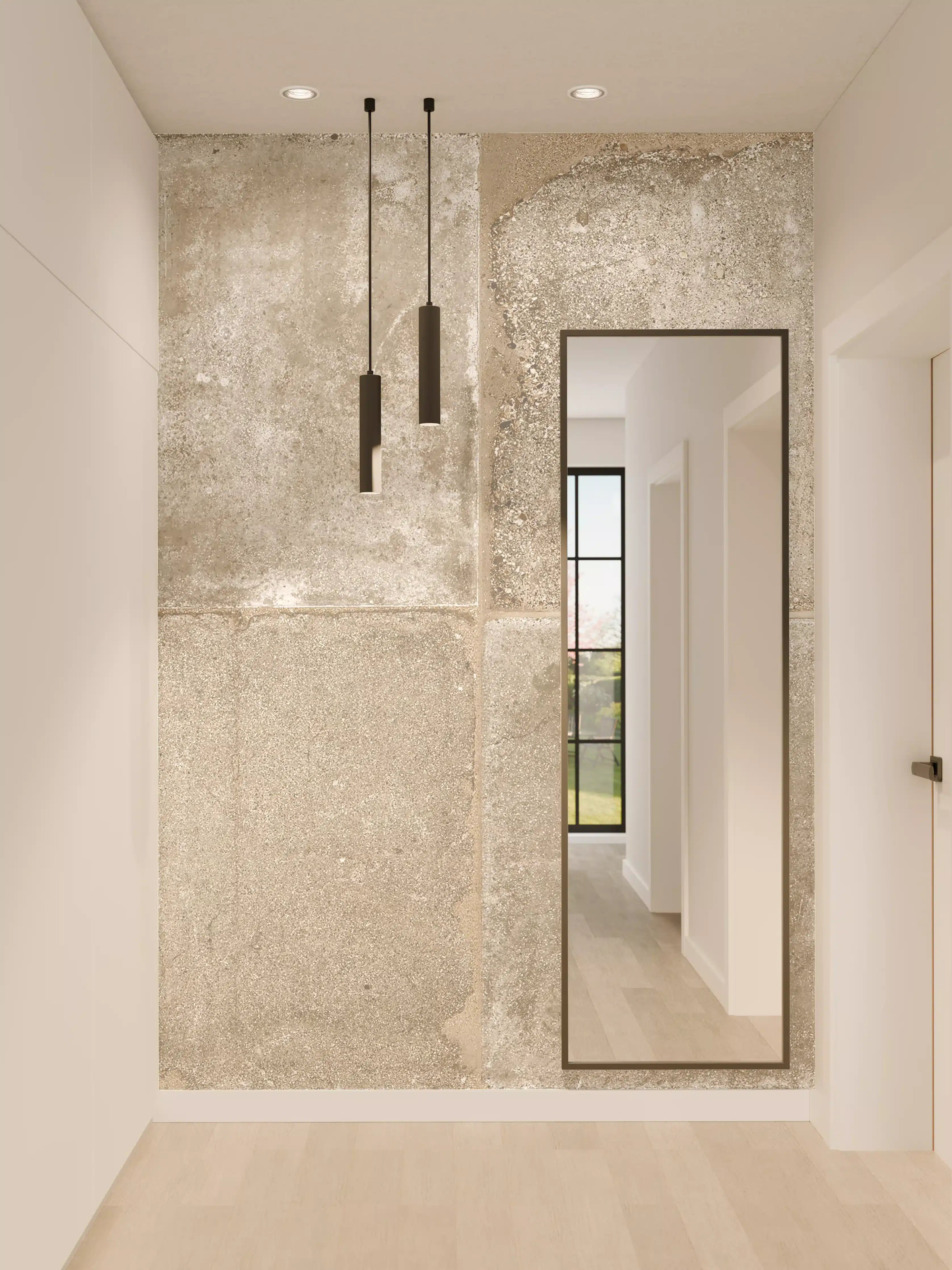 Wandverkleidung Flur - Beige Grau Steinwand-Textur