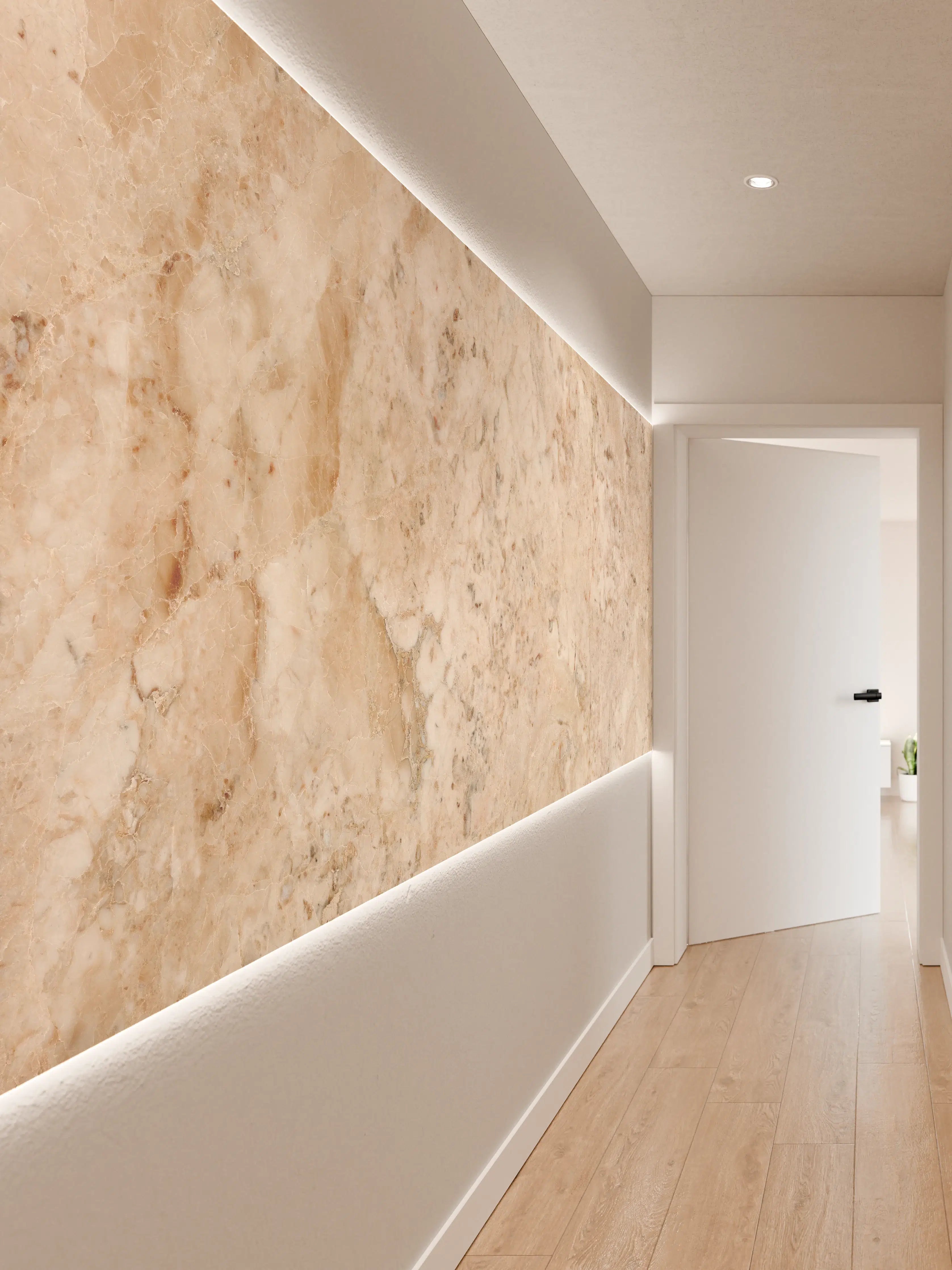 Wandverkleidung Flur - Beige Naturmarmor Stein Textur