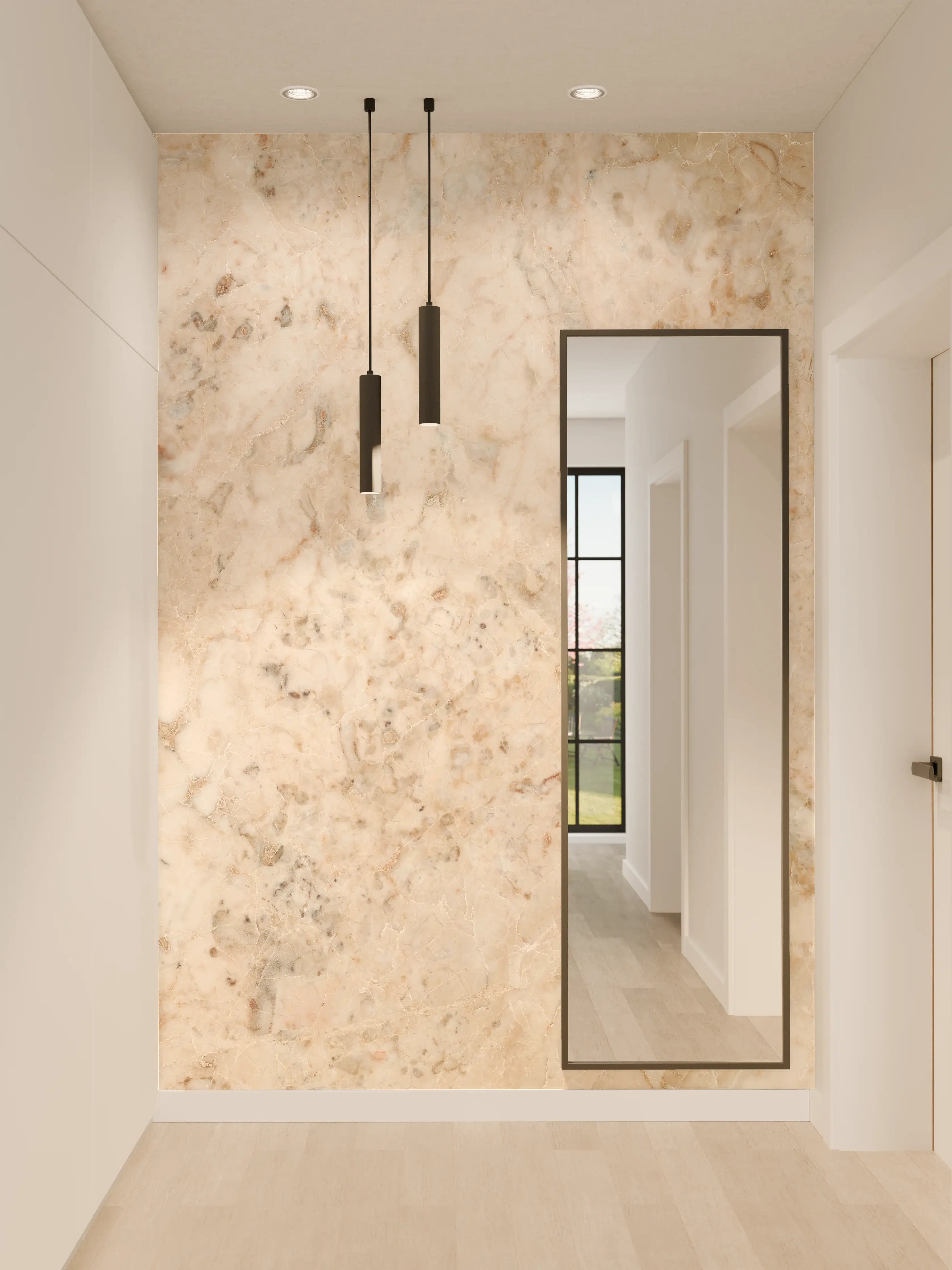Wandverkleidung Flur - Beige Naturmarmor Stein Textur