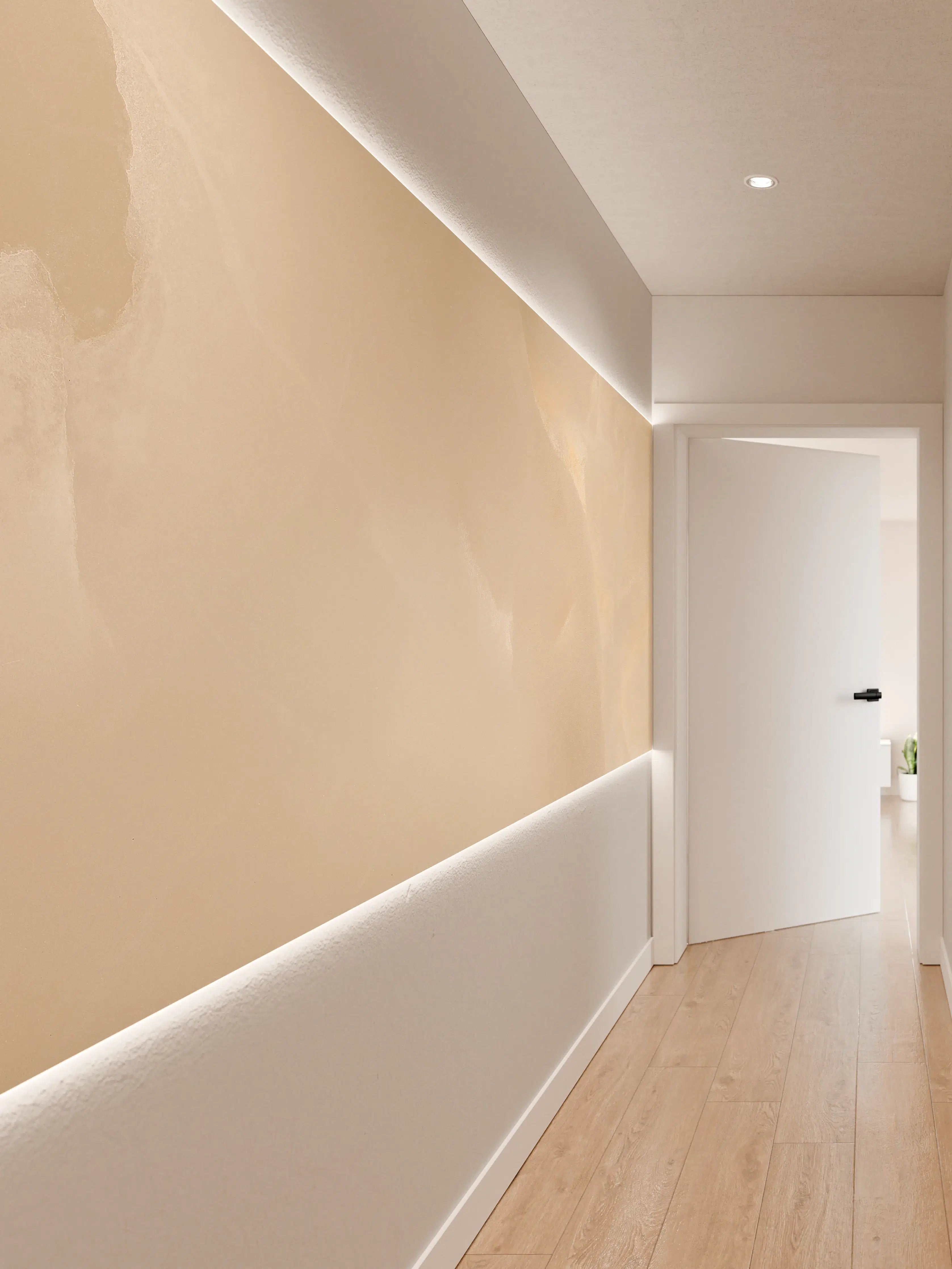Wandverkleidung Flur - Beige Naturstein Struktur