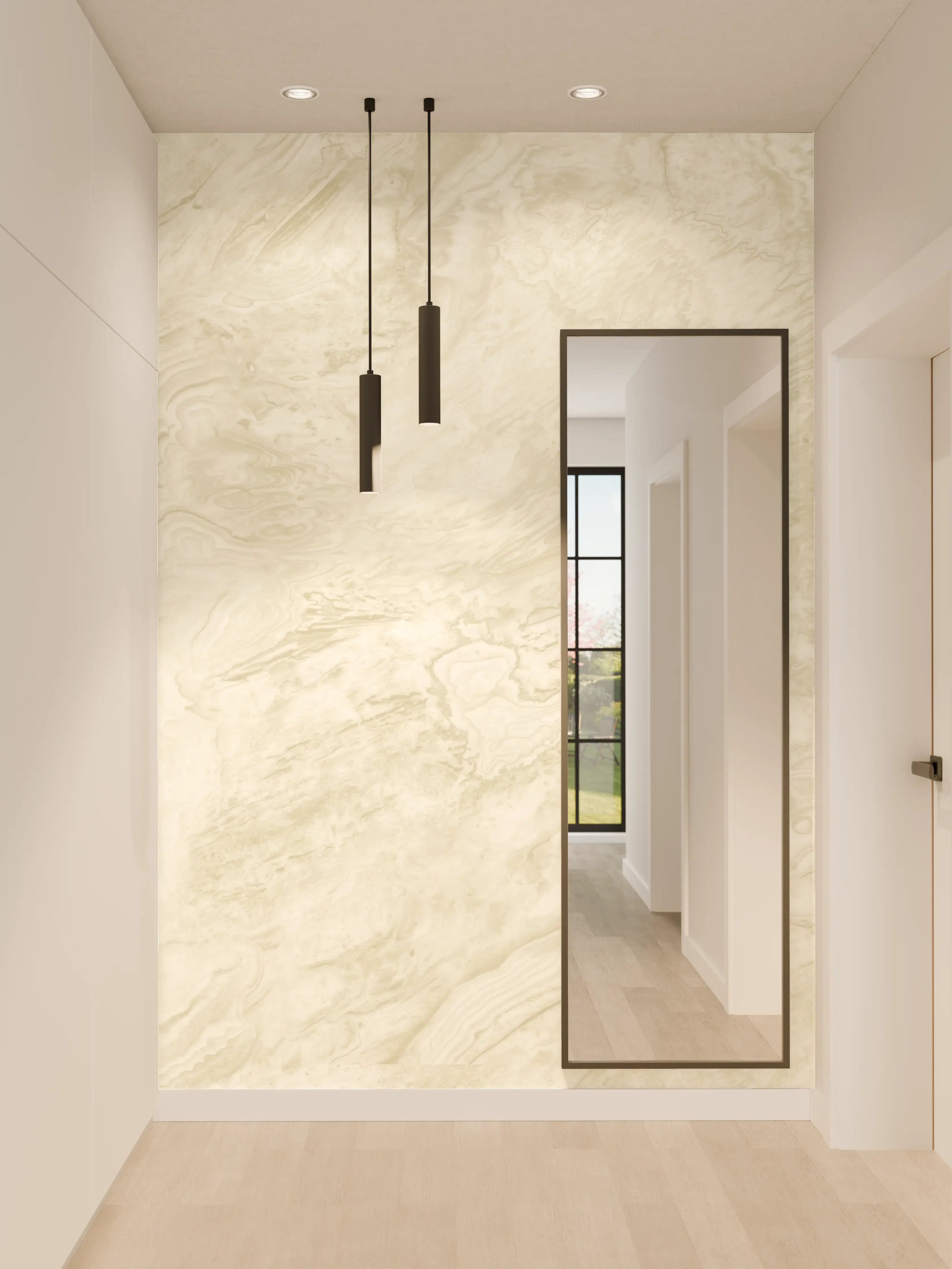 Wandverkleidung Flur - Beige-Weißer Marmor