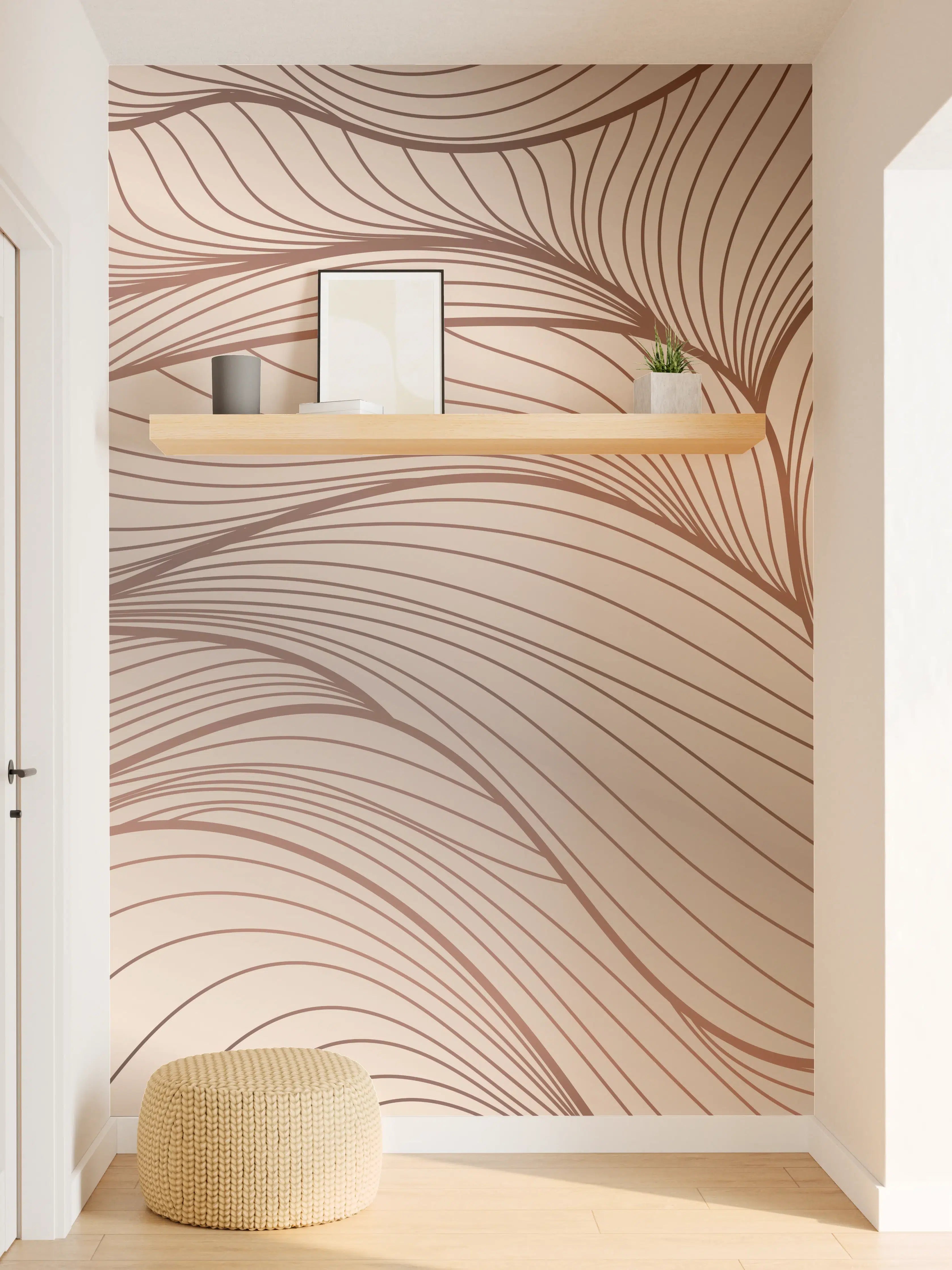 Wandverkleidung Flur - Beige Wellenlinien Textur