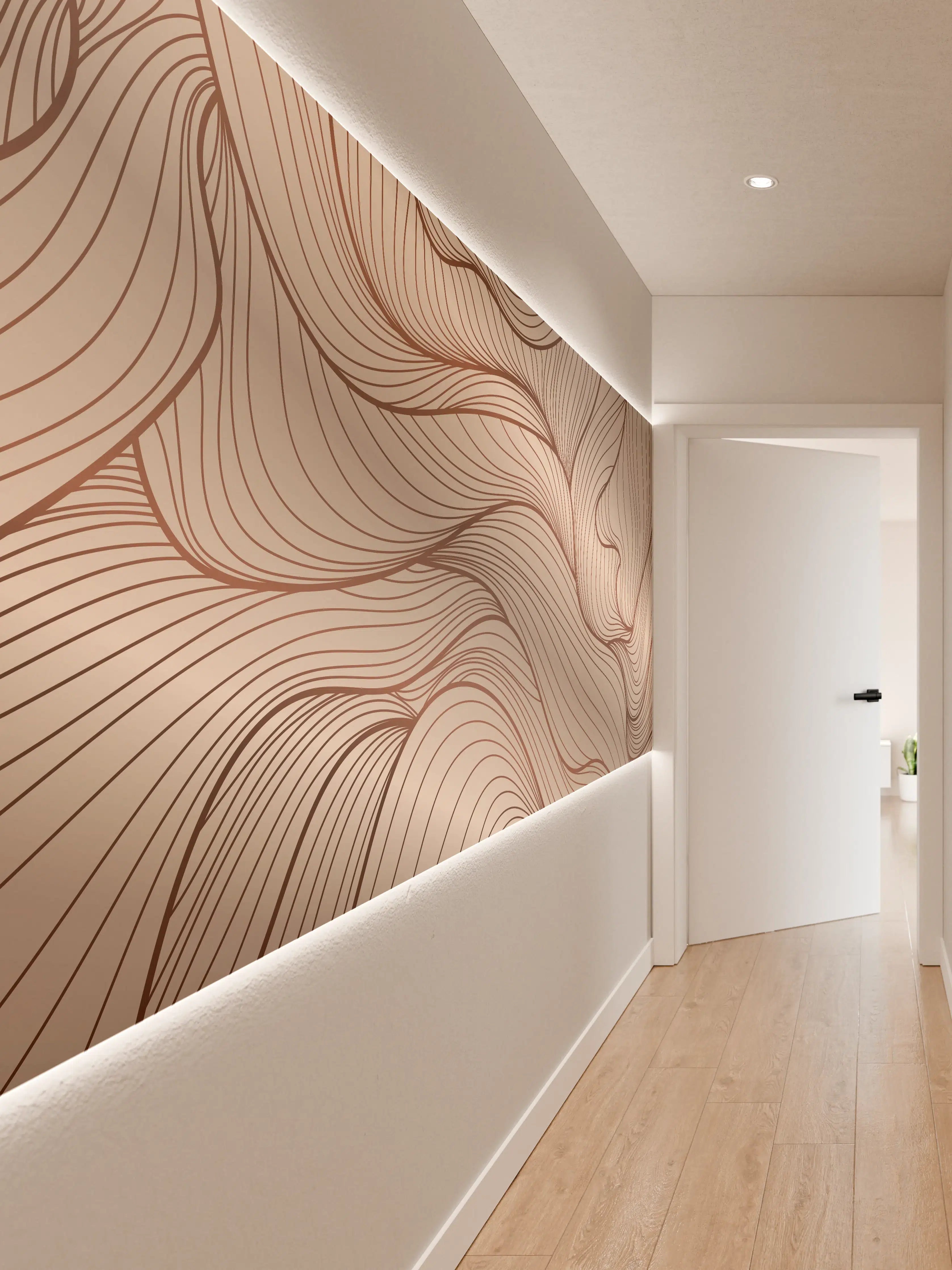 Wandverkleidung Flur - Beige Wellenlinien Textur