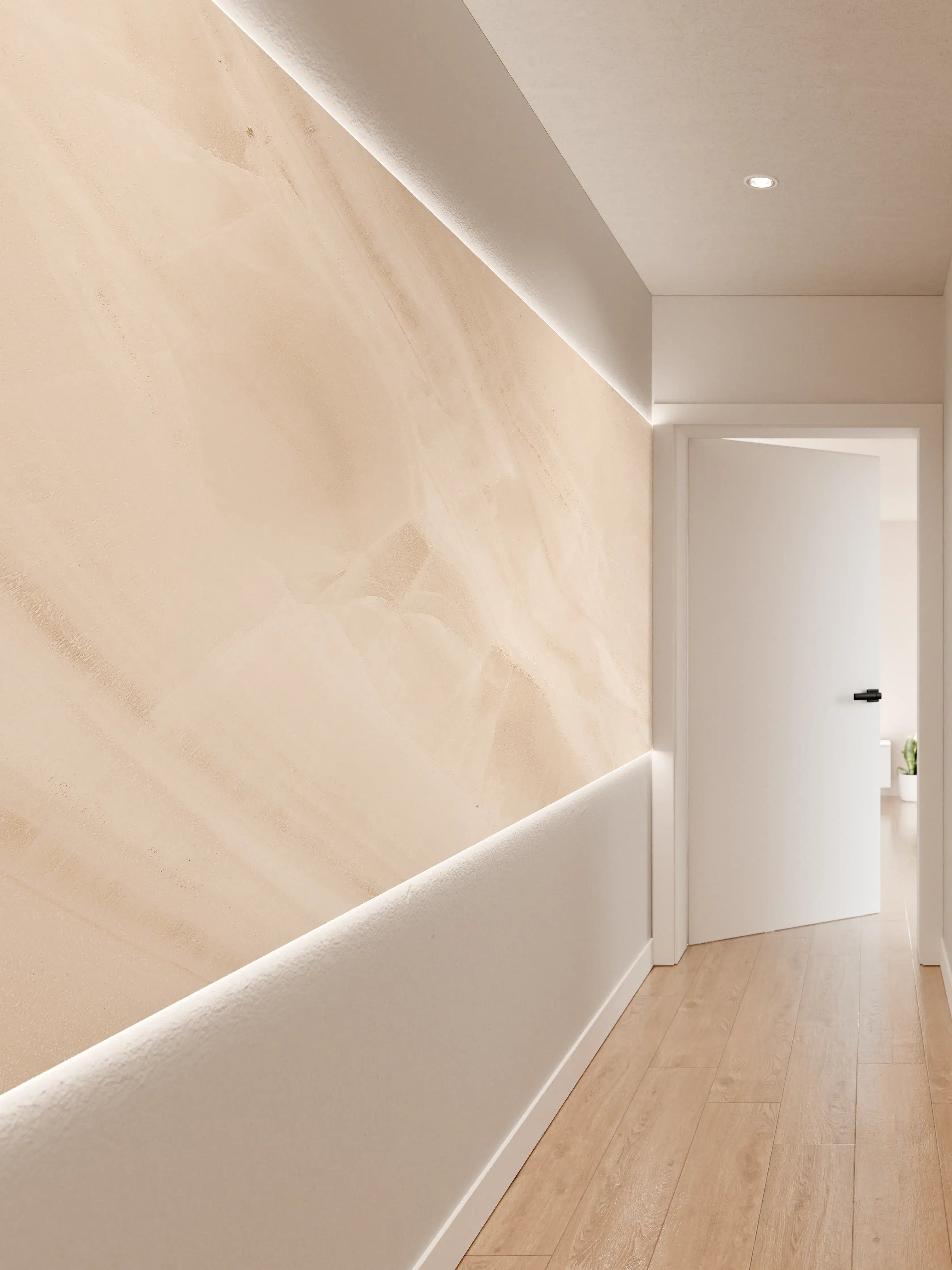 Wandverkleidung Flur - Beige natürliche Marmortextur