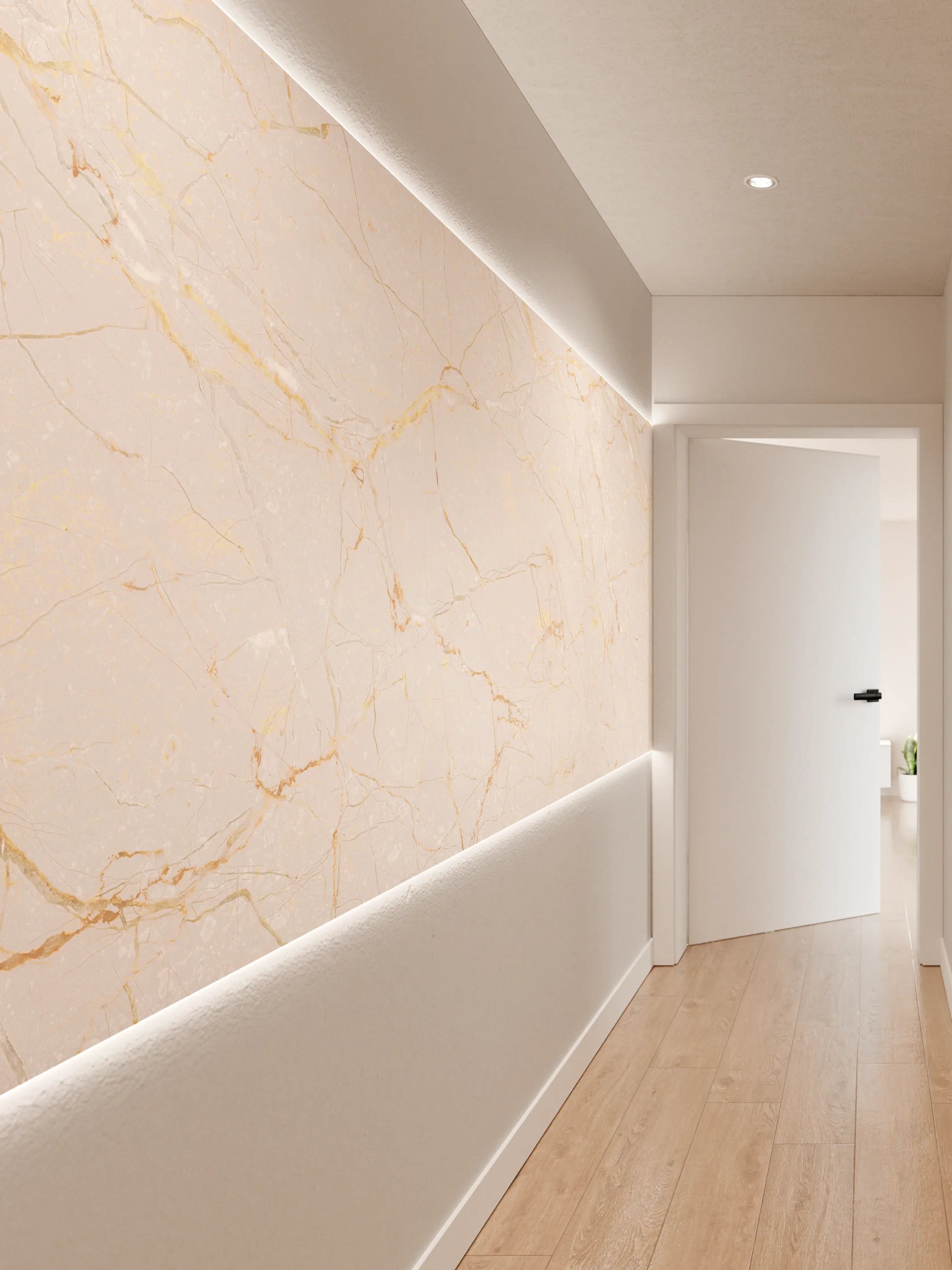 Wandverkleidung Flur - Beigefarbiger Marmor