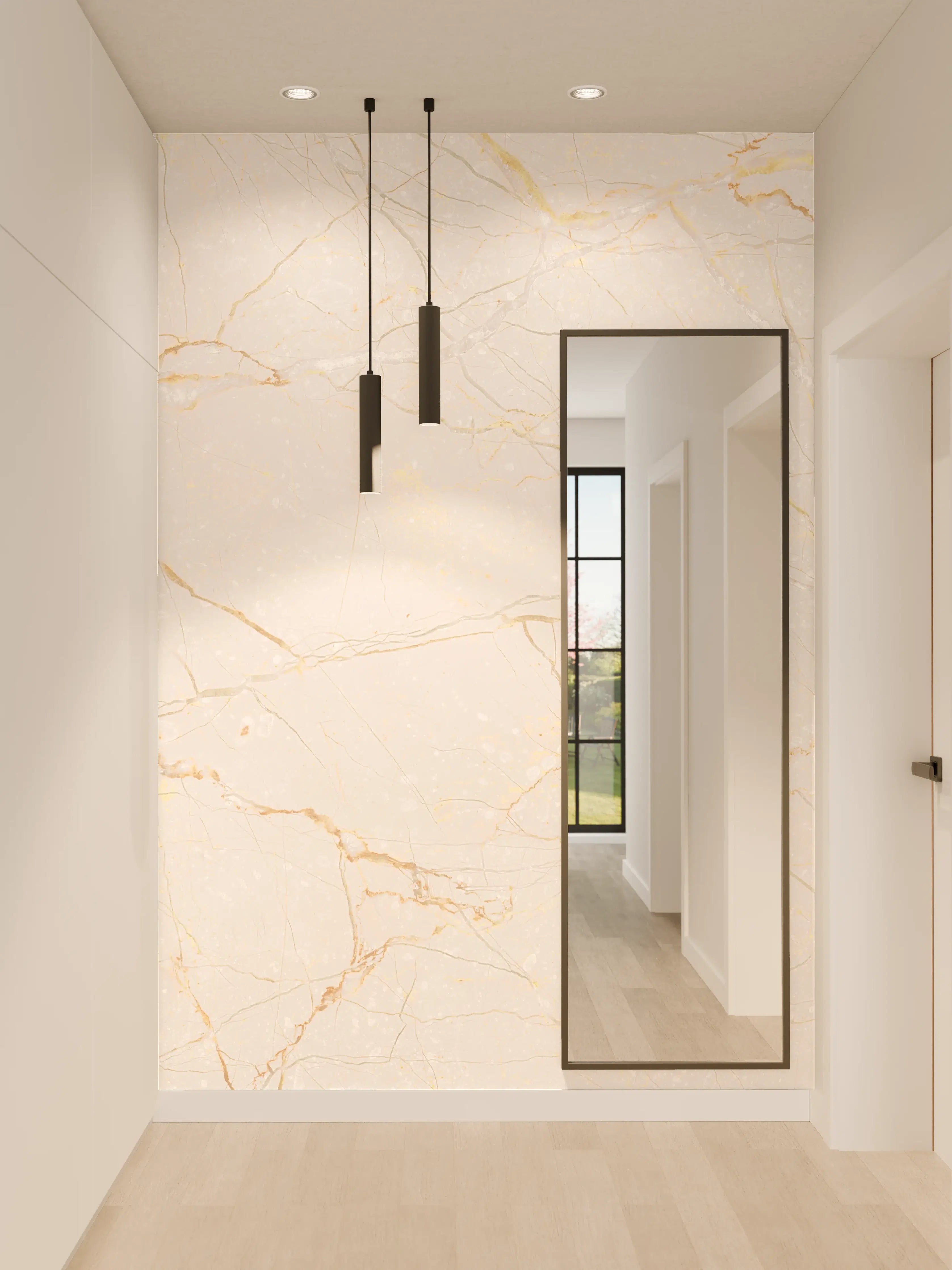 Wandverkleidung Flur - Beigefarbiger Marmor