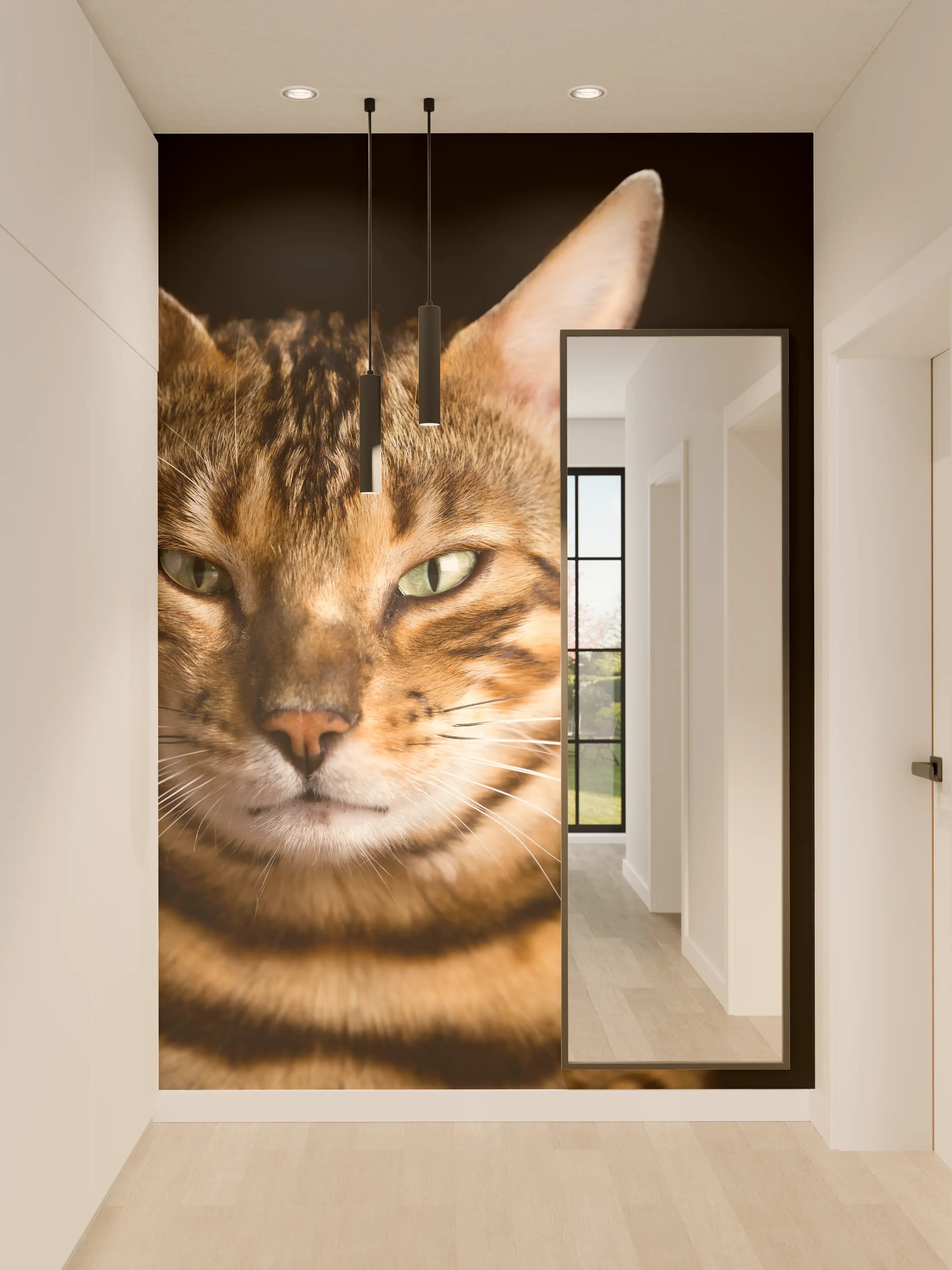 Wandverkleidung Flur - Bengalkatze Portrait