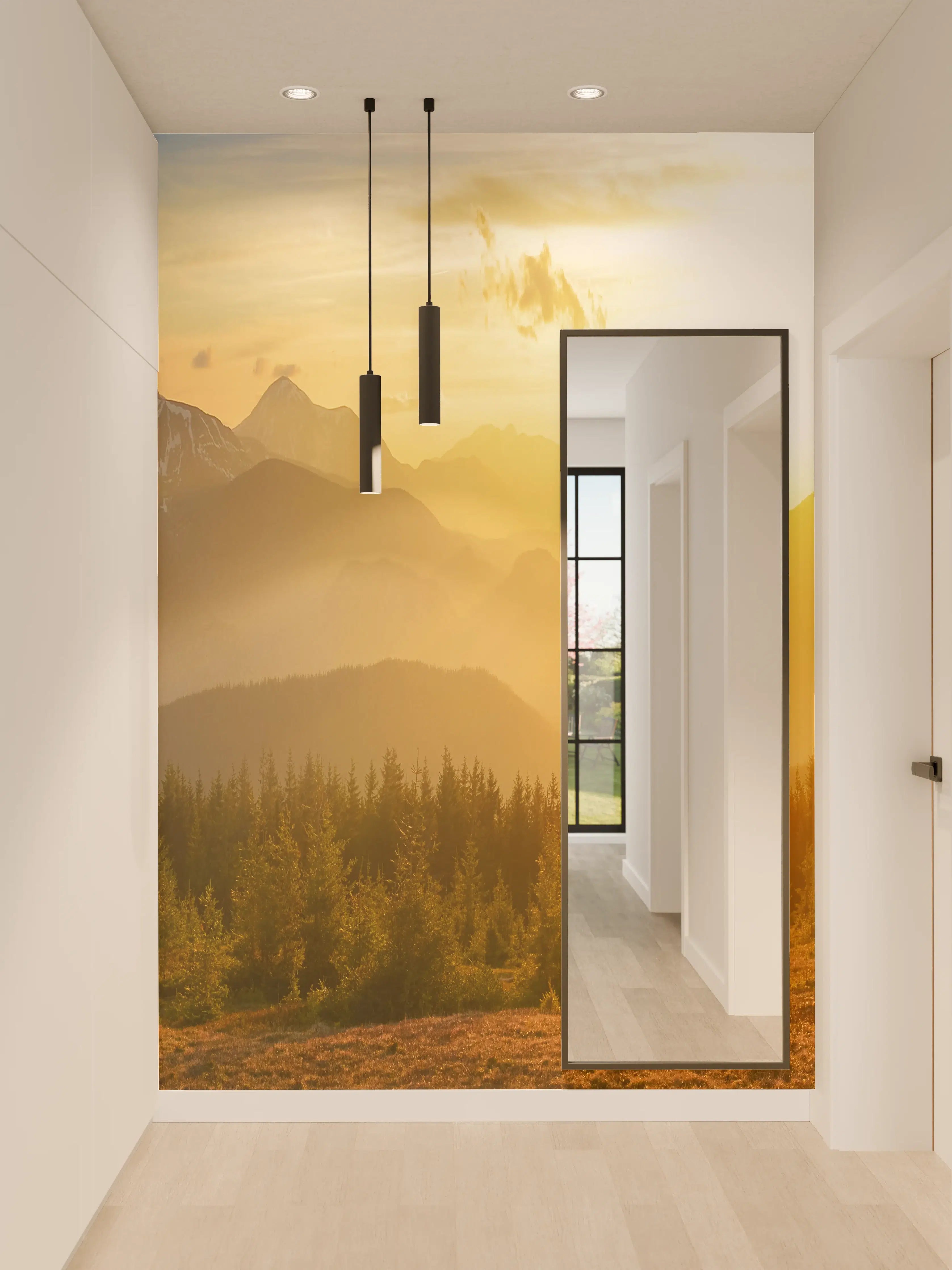 Wandverkleidung Flur - Berge im Sonnenuntergang