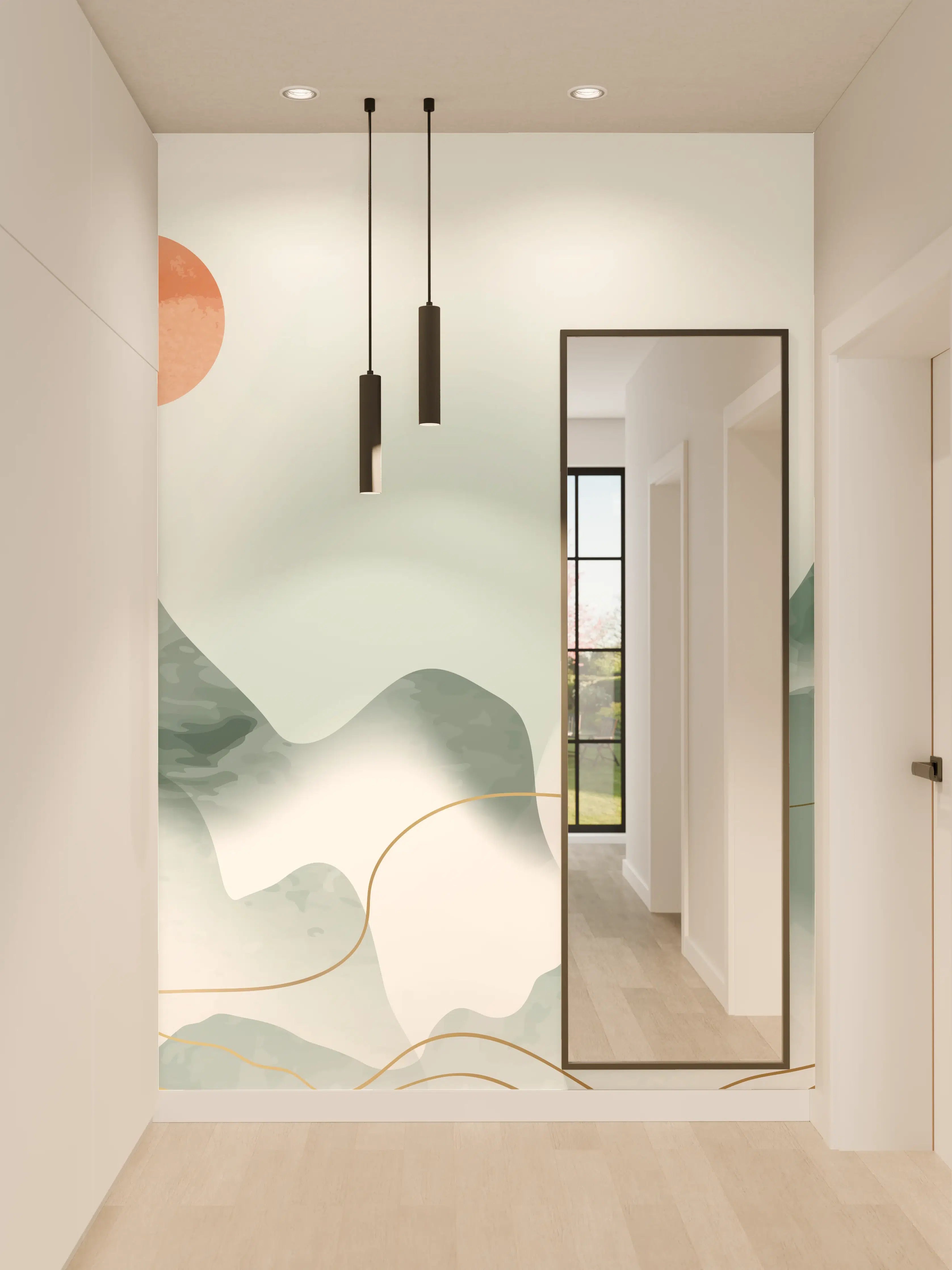 Wandverkleidung Flur - Berghorizont mit Abendrot