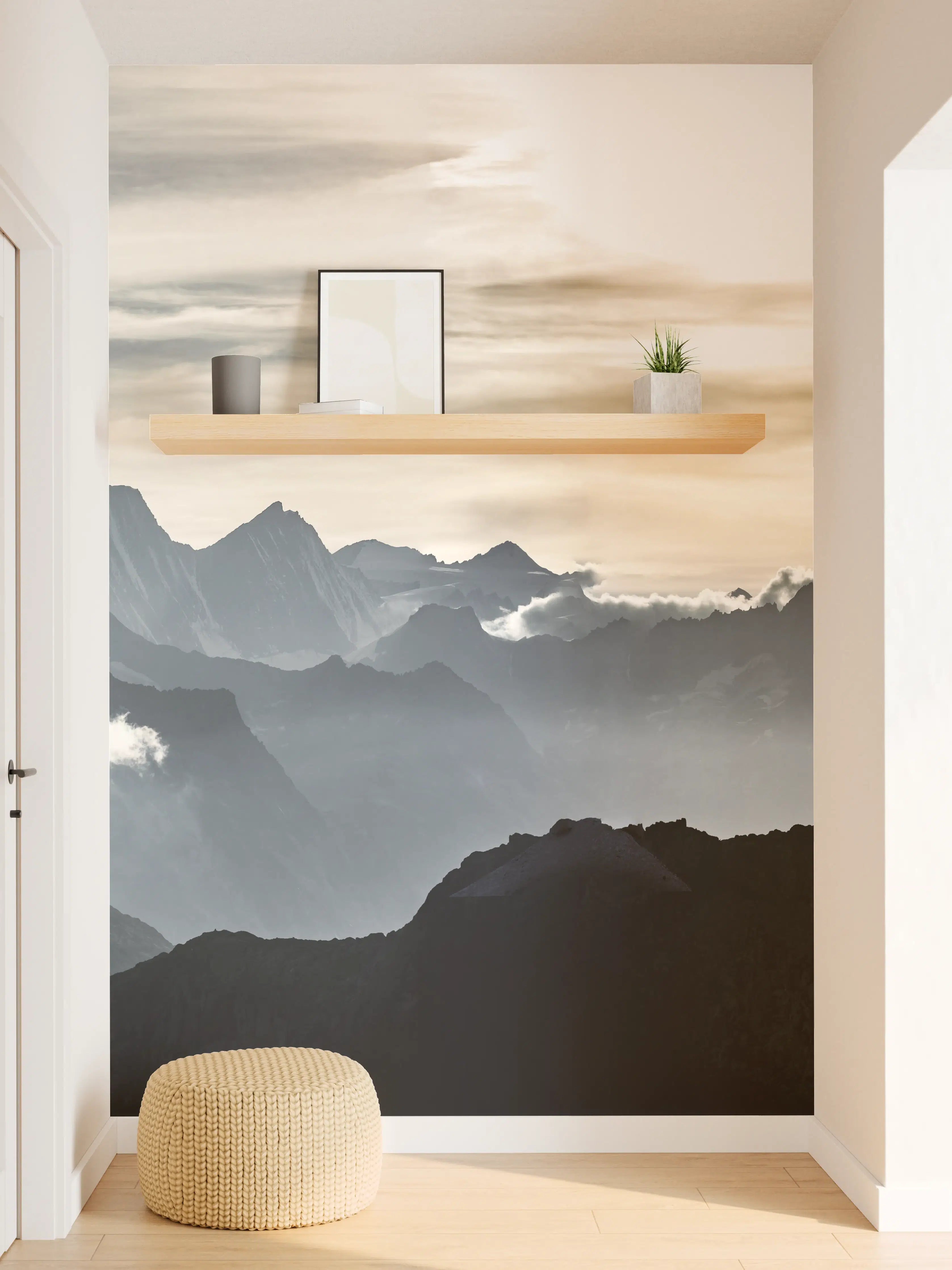 Wandverkleidung Flur - Bergsilhouette bei Sonnenuntergang