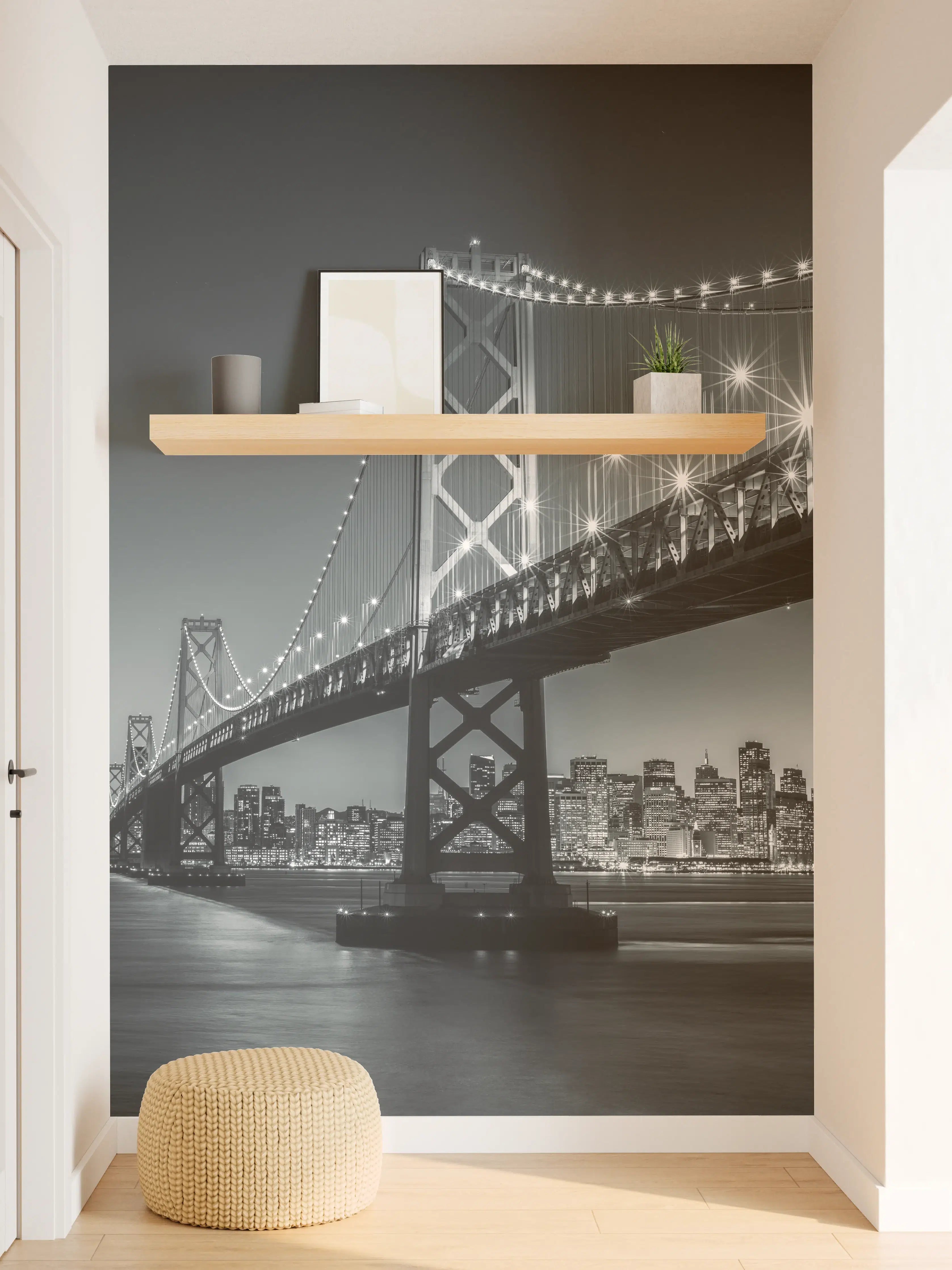 Wandverkleidung Flur - Bezaubernde Ansicht der San Francisco Skyline bei Nacht