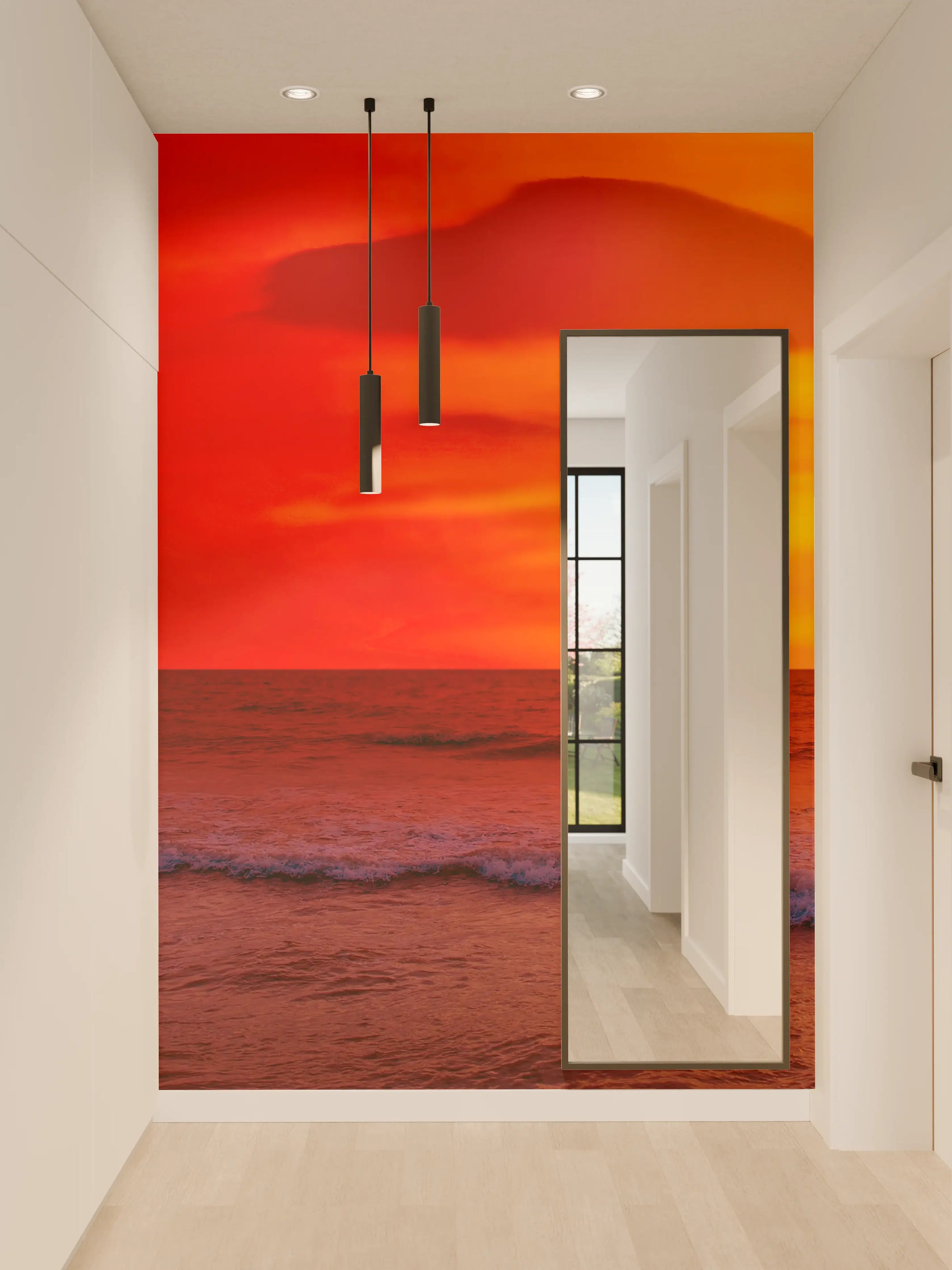 Wandverkleidung Flur - Bezaubernder Sonnenuntergang am Meer mit warmen Farbnuancen