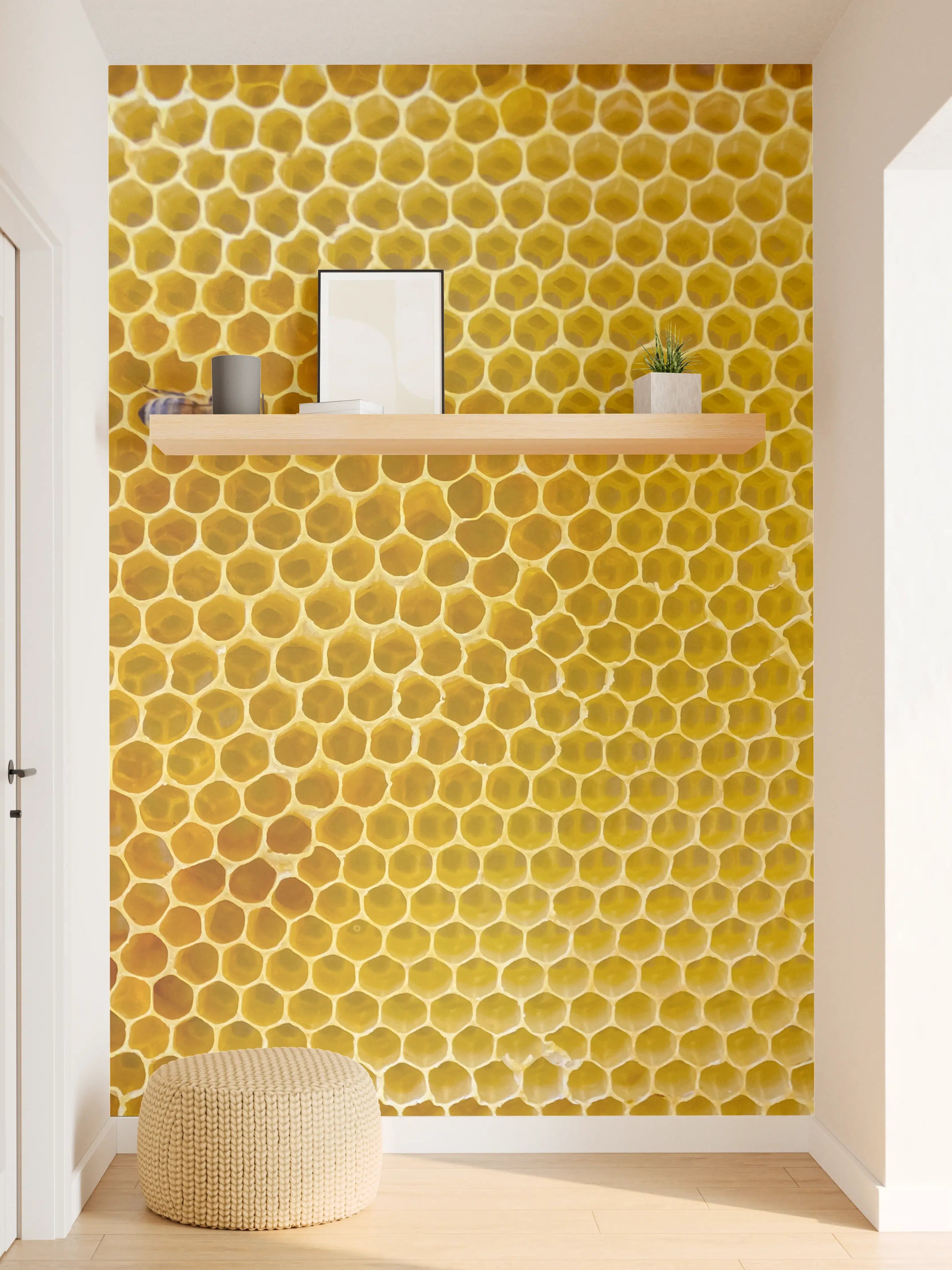 Wandverkleidung Flur - Biene auf Bienenwabe im Detail