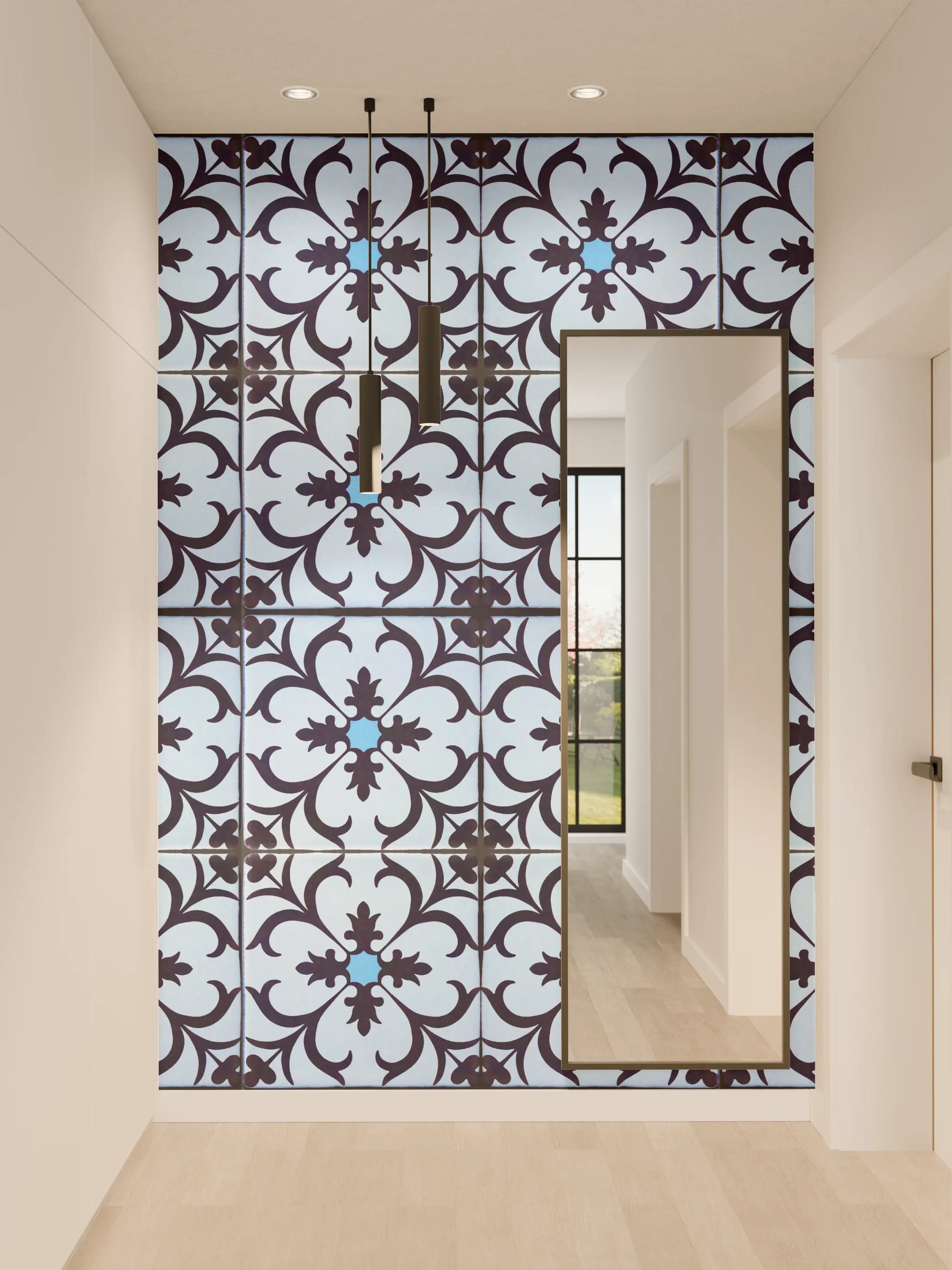 Wandverkleidung Flur - Bläulich traditionelles Mosaik Motiv