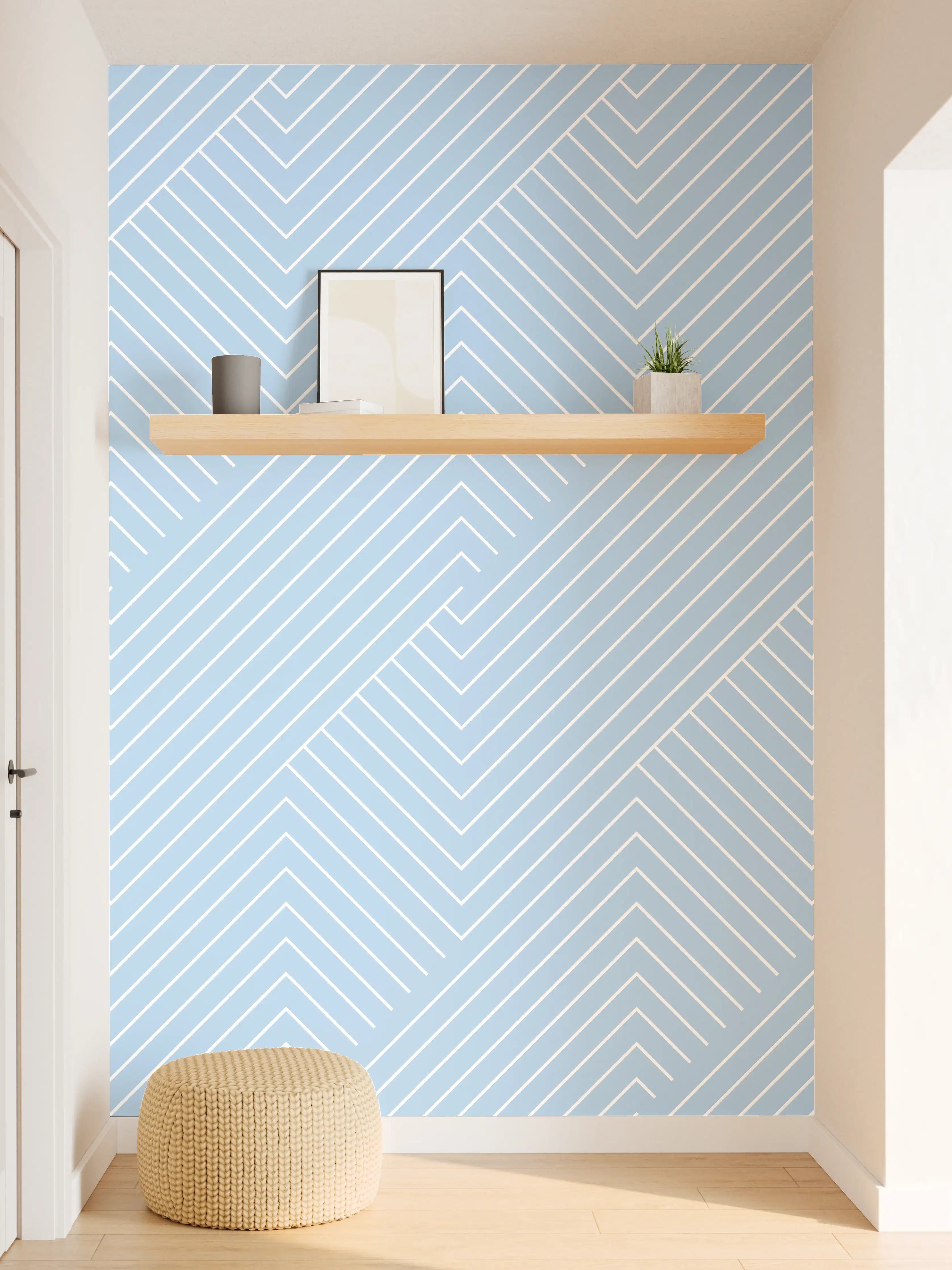 Wandverkleidung Flur - Blau-Graues geometrisches Muster