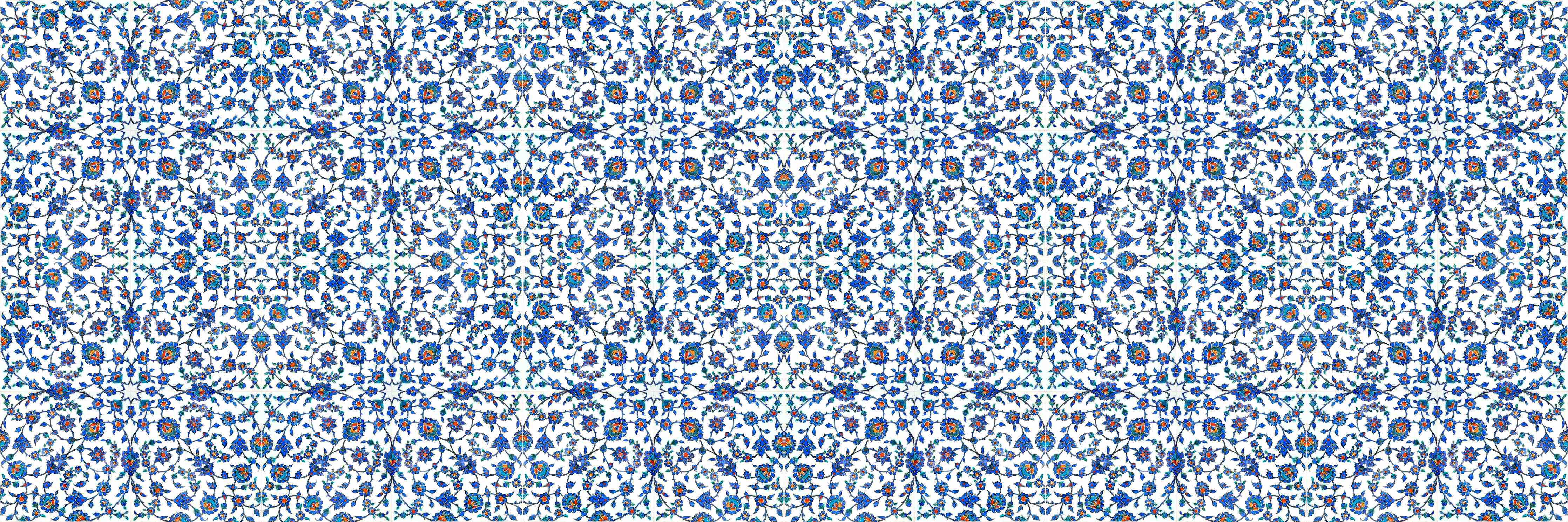 Wandverkleidung Flur-Blau-Weißes Musterdesign