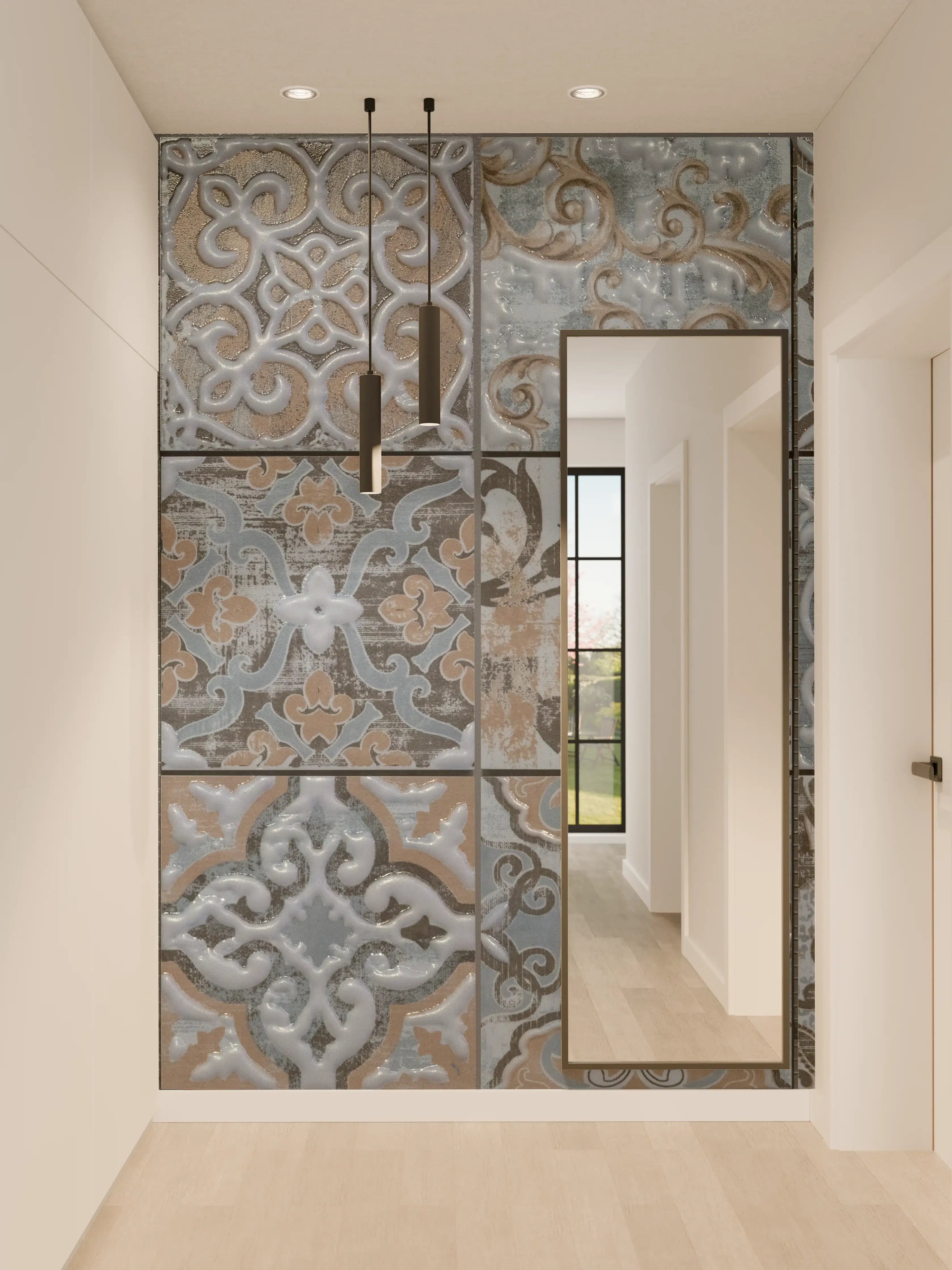 Wandverkleidung Flur - Blau geometrische Mosaik Fliesen