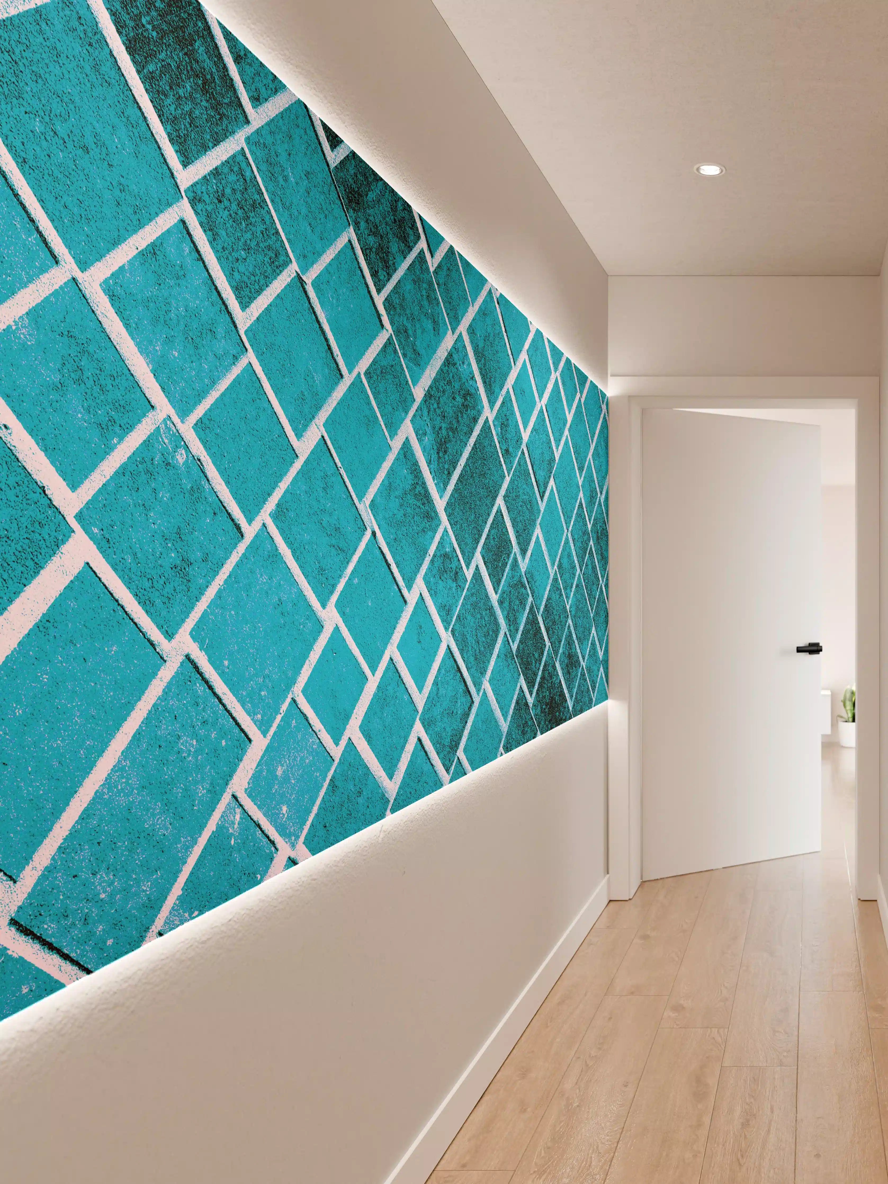 Wandverkleidung Flur - Blaue Fliesenmuster - Modernes Design