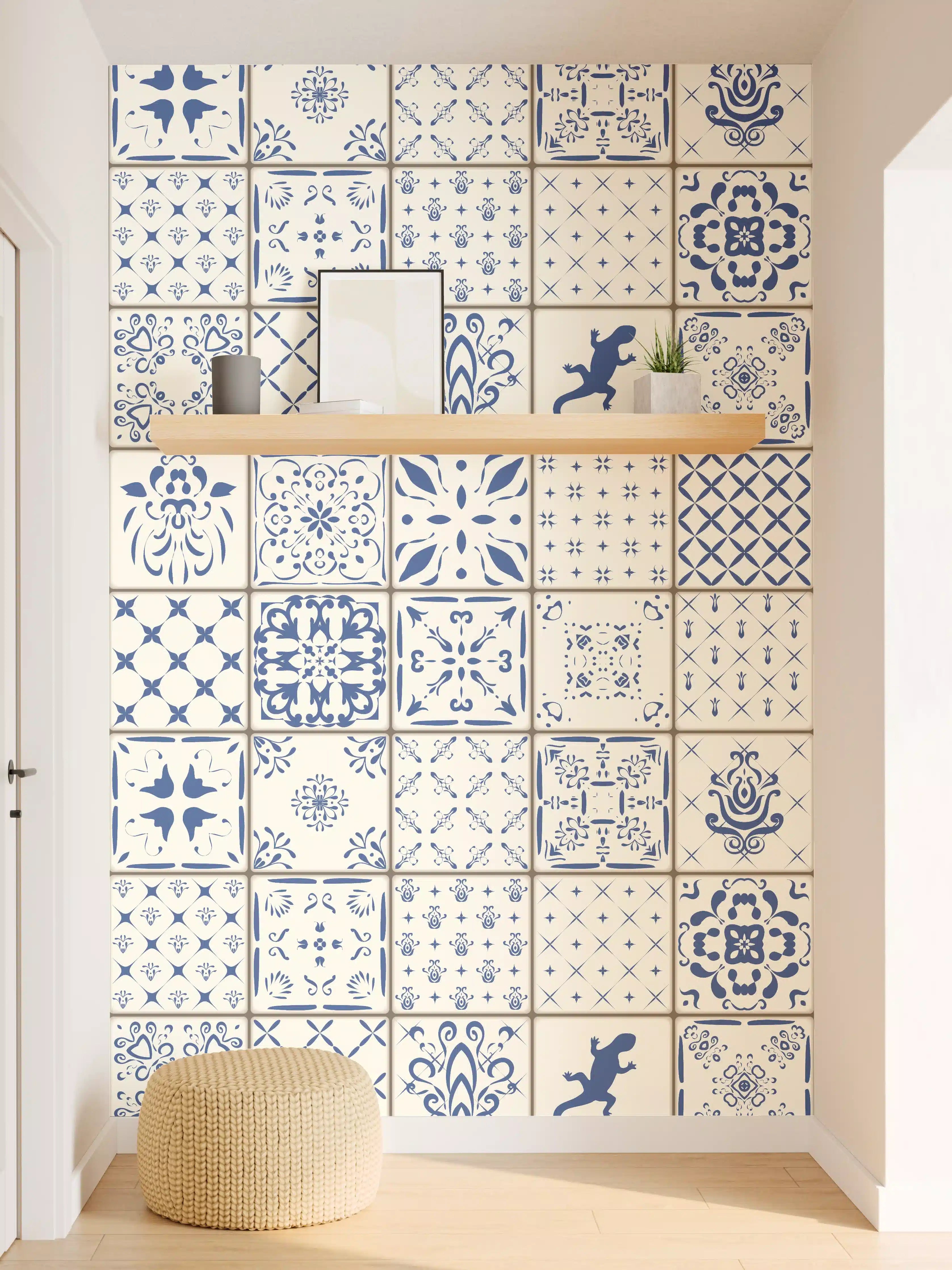 Wandverkleidung Flur - Blaue Fliesenmuster für Zuhause