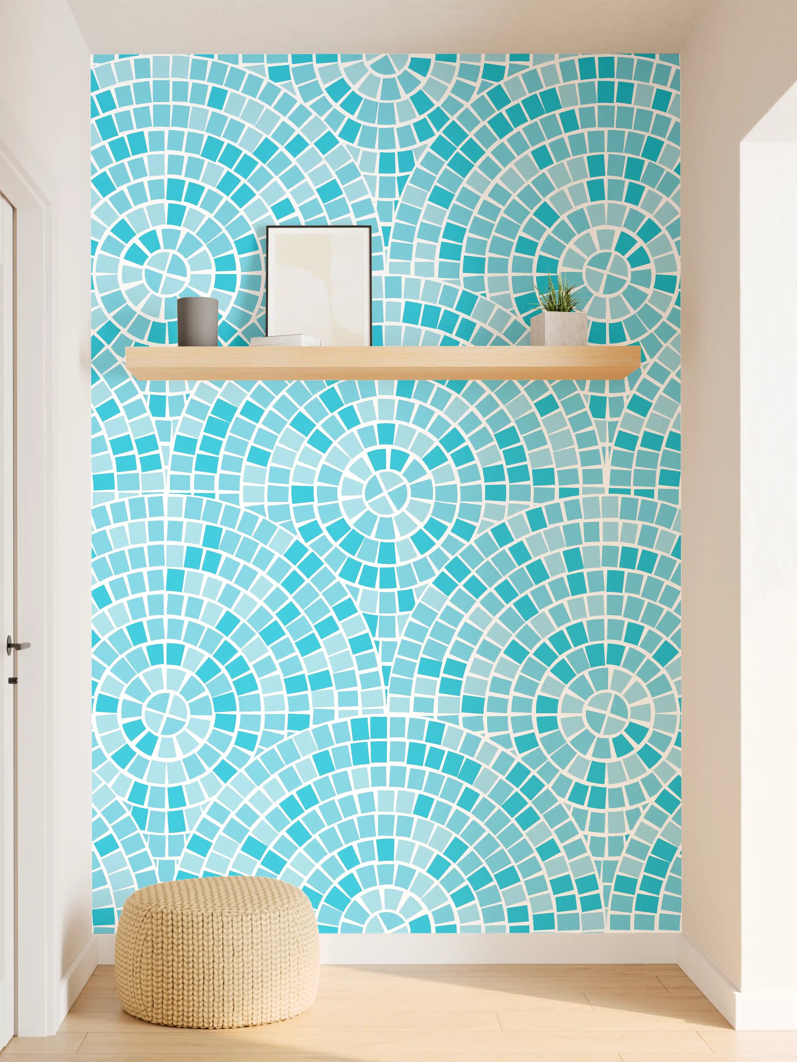 Wandverkleidung Flur - Blaue Mosaik-Fliesen Muster