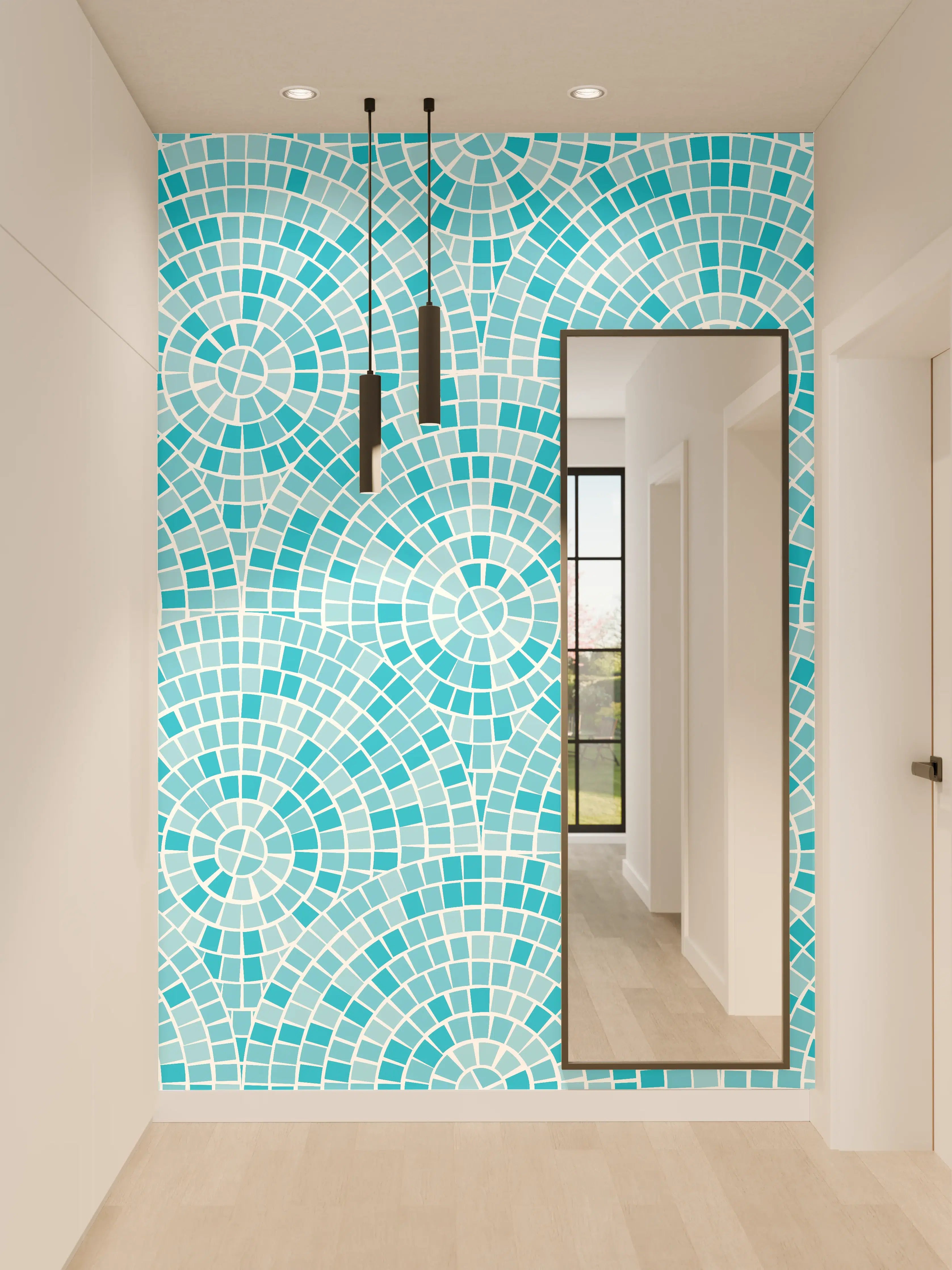 Wandverkleidung Flur - Blaue Mosaik-Fliesen Muster