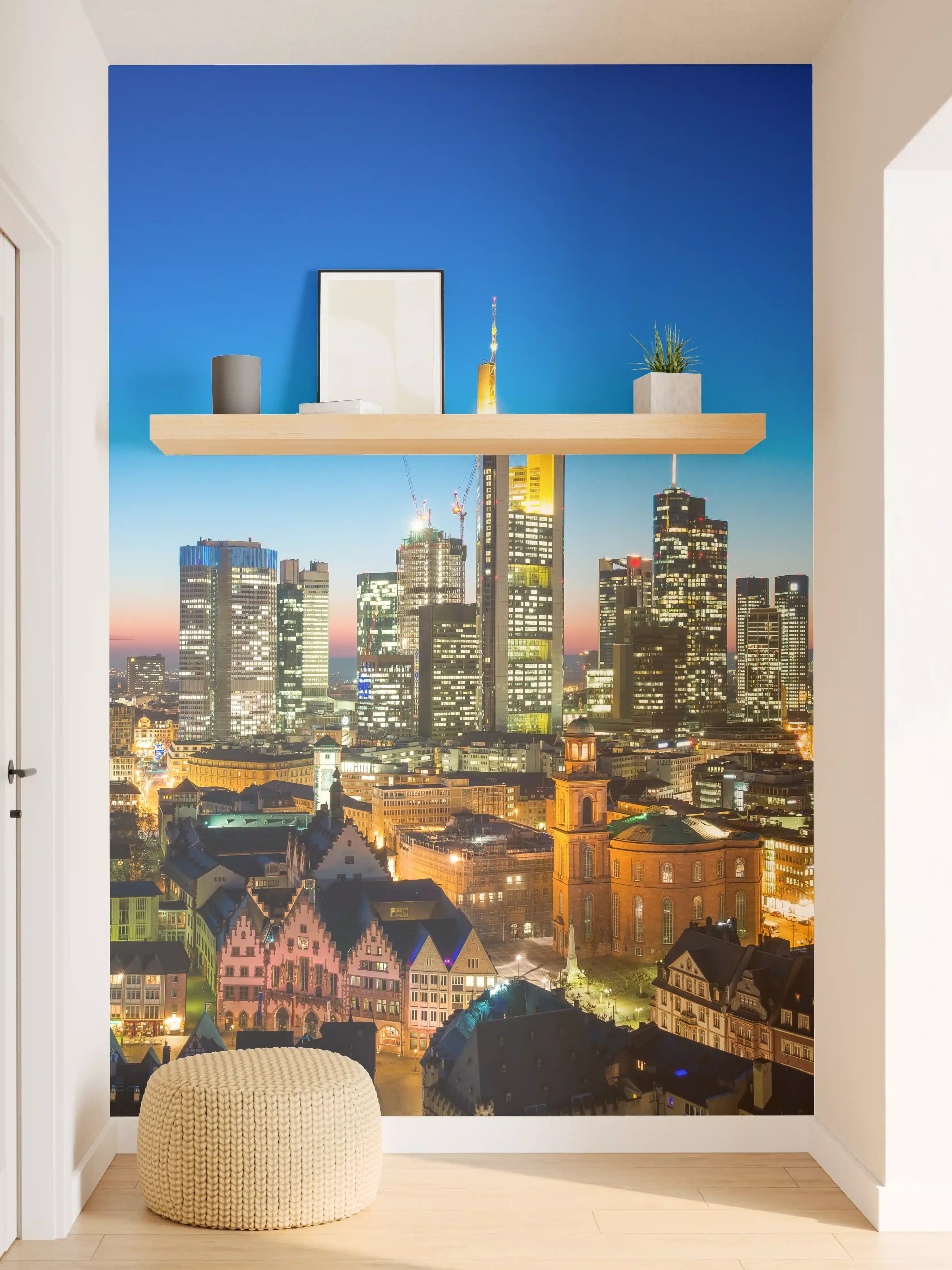 Wandverkleidung Flur - Blaue Skyline bei Abenddämmerung