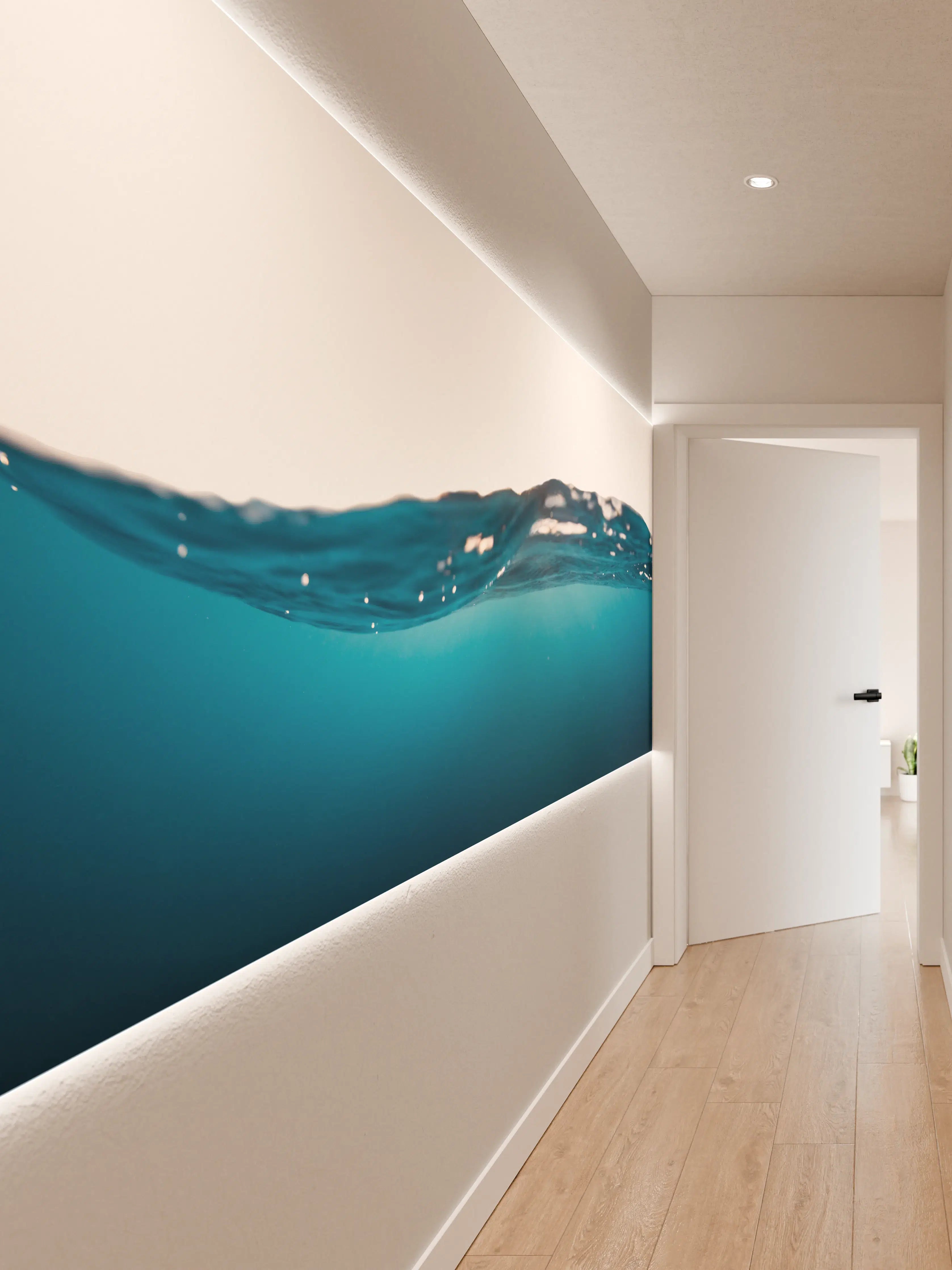 Wandverkleidung Flur - Blaue Wasseroberfläche im Fokus