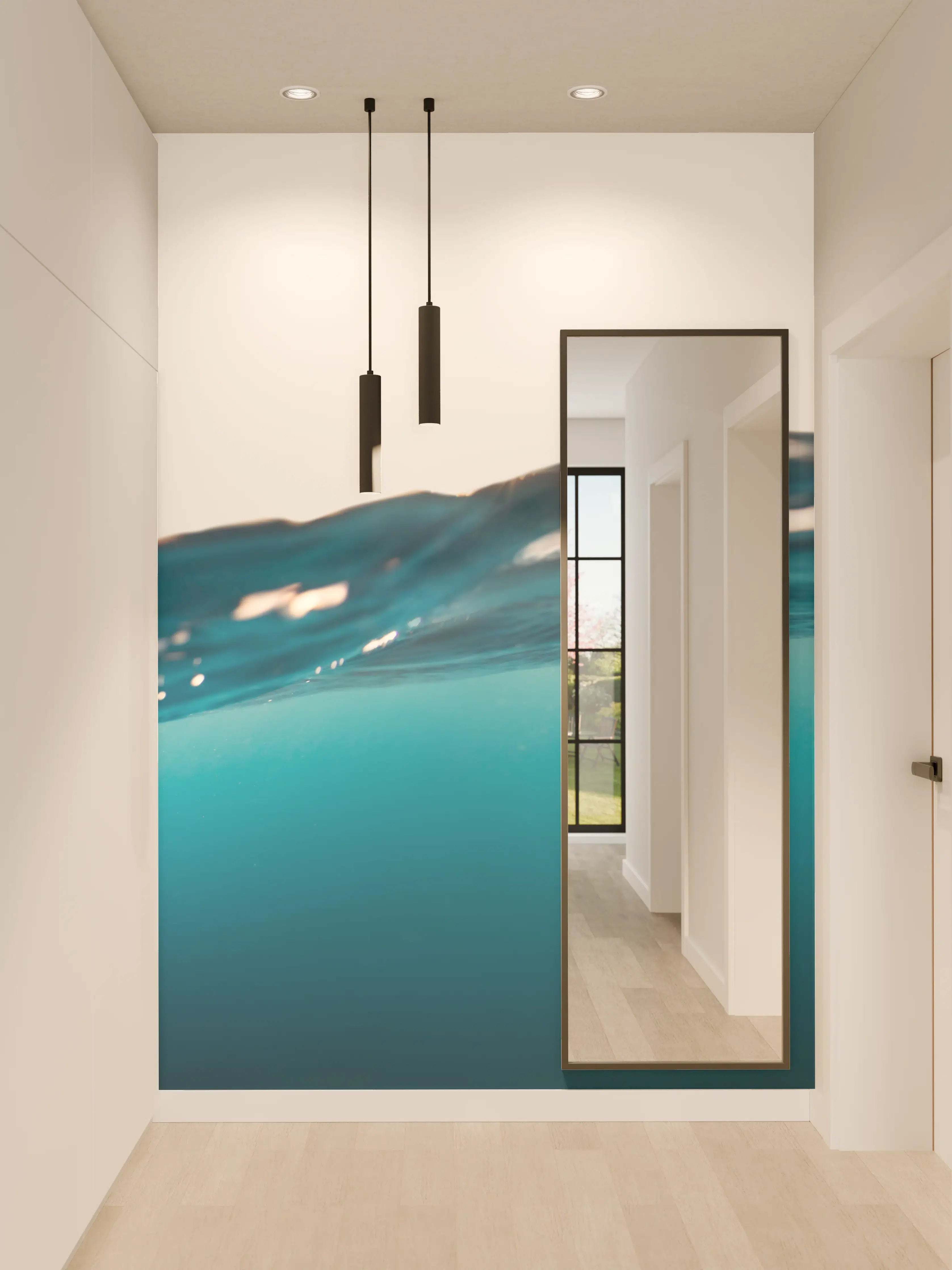 Wandverkleidung Flur - Blaue Wasseroberfläche im Fokus