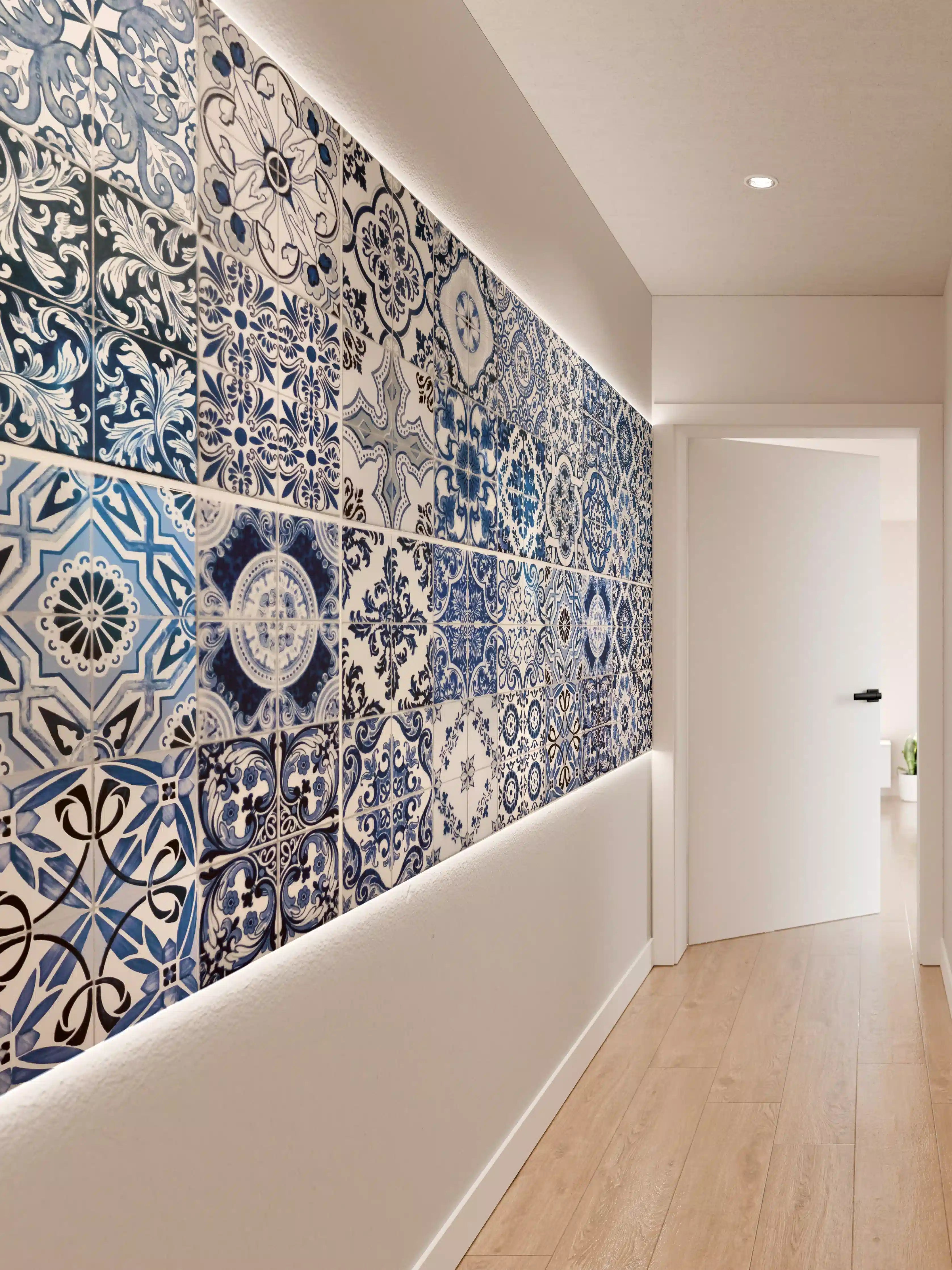 Wandverkleidung Flur - Blaue portugiesische Azulejo-Fliesen