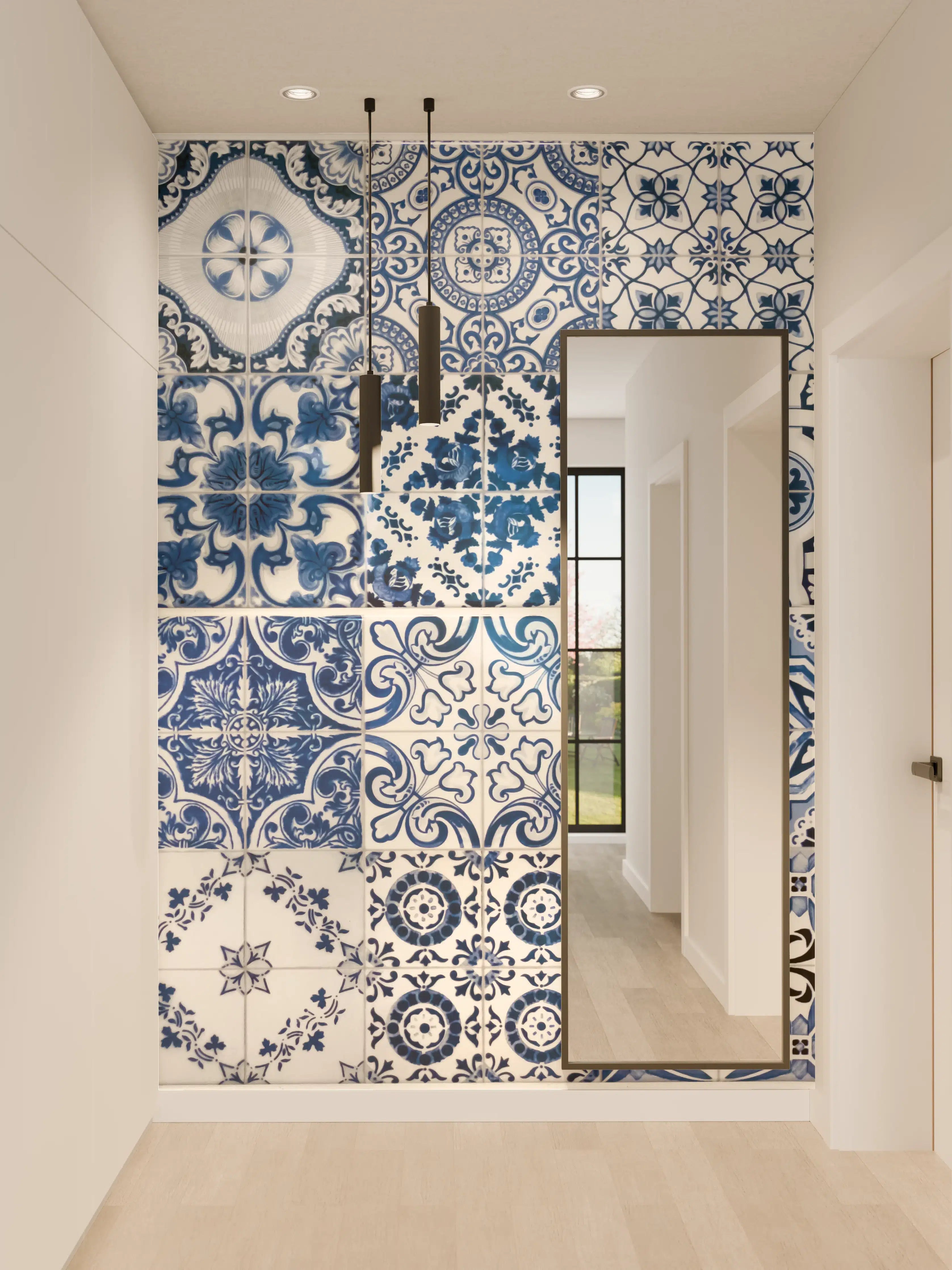 Wandverkleidung Flur - Blaue portugiesische Azulejo-Fliesen