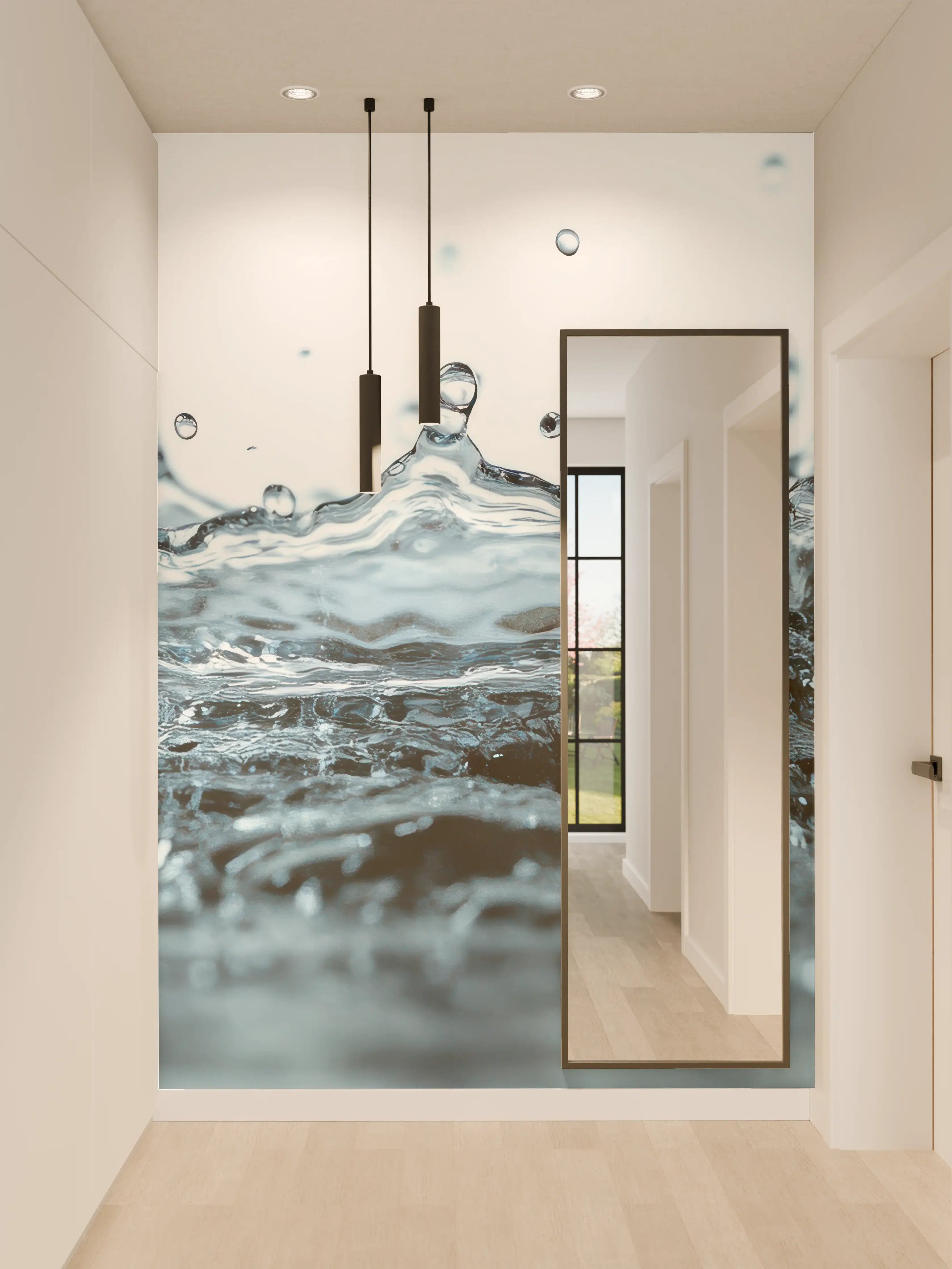 Wandverkleidung Flur - Blauer Wasser-Splash