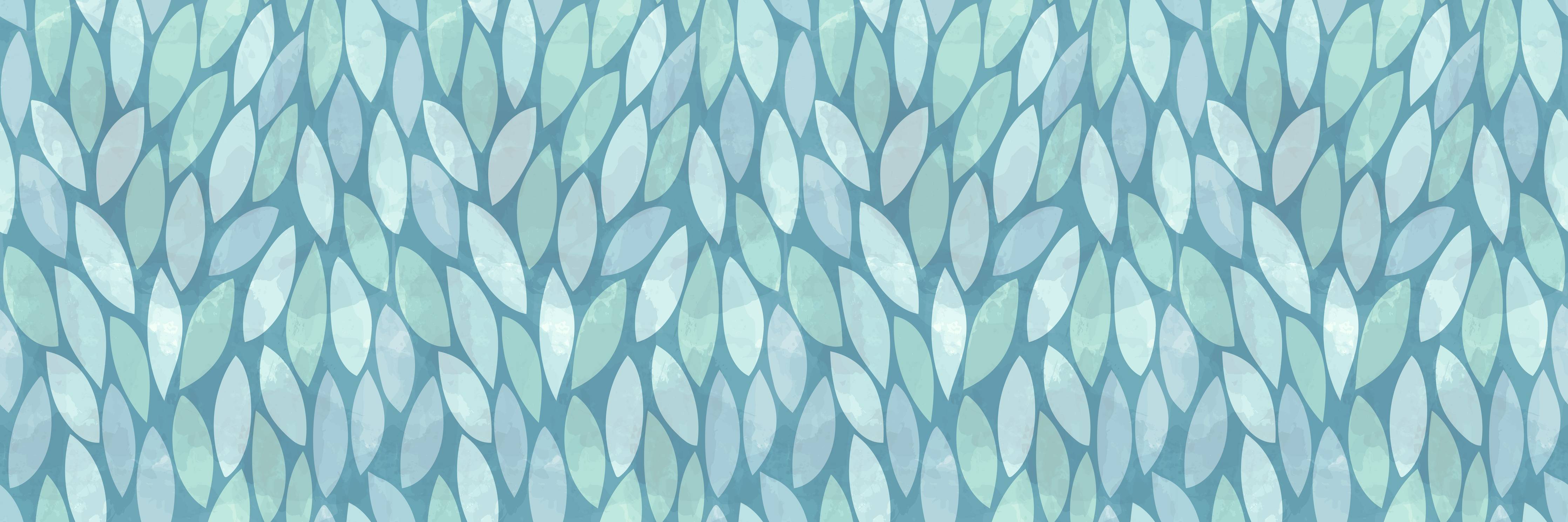 Wandverkleidung Flur-Blaues Blätter-Muster Wandgestaltung