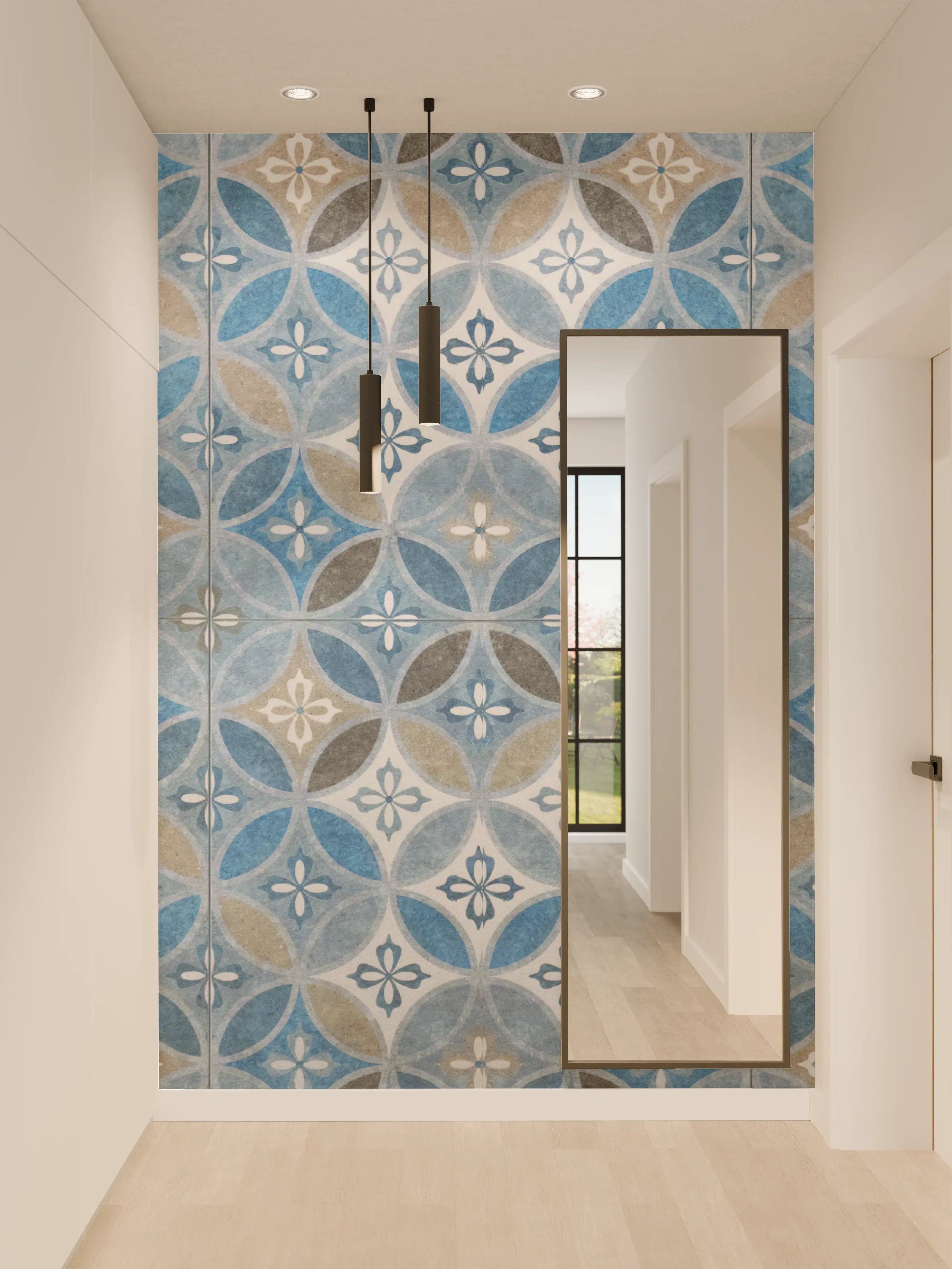 Wandverkleidung Flur - Blaues Vintage Mosaik