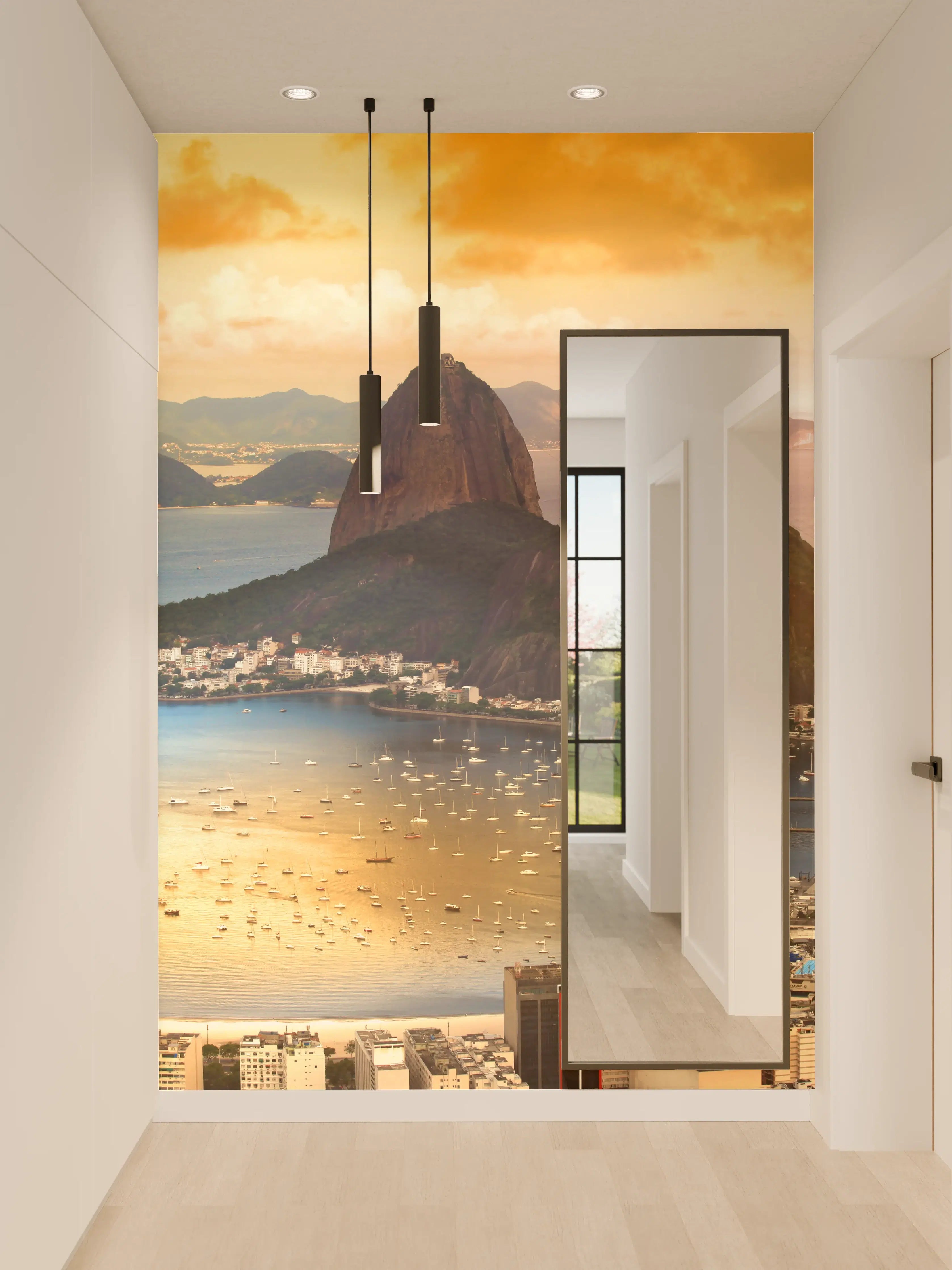 Wandverkleidung Flur - Blick auf Rio de Janeiro bei Sonnenuntergang