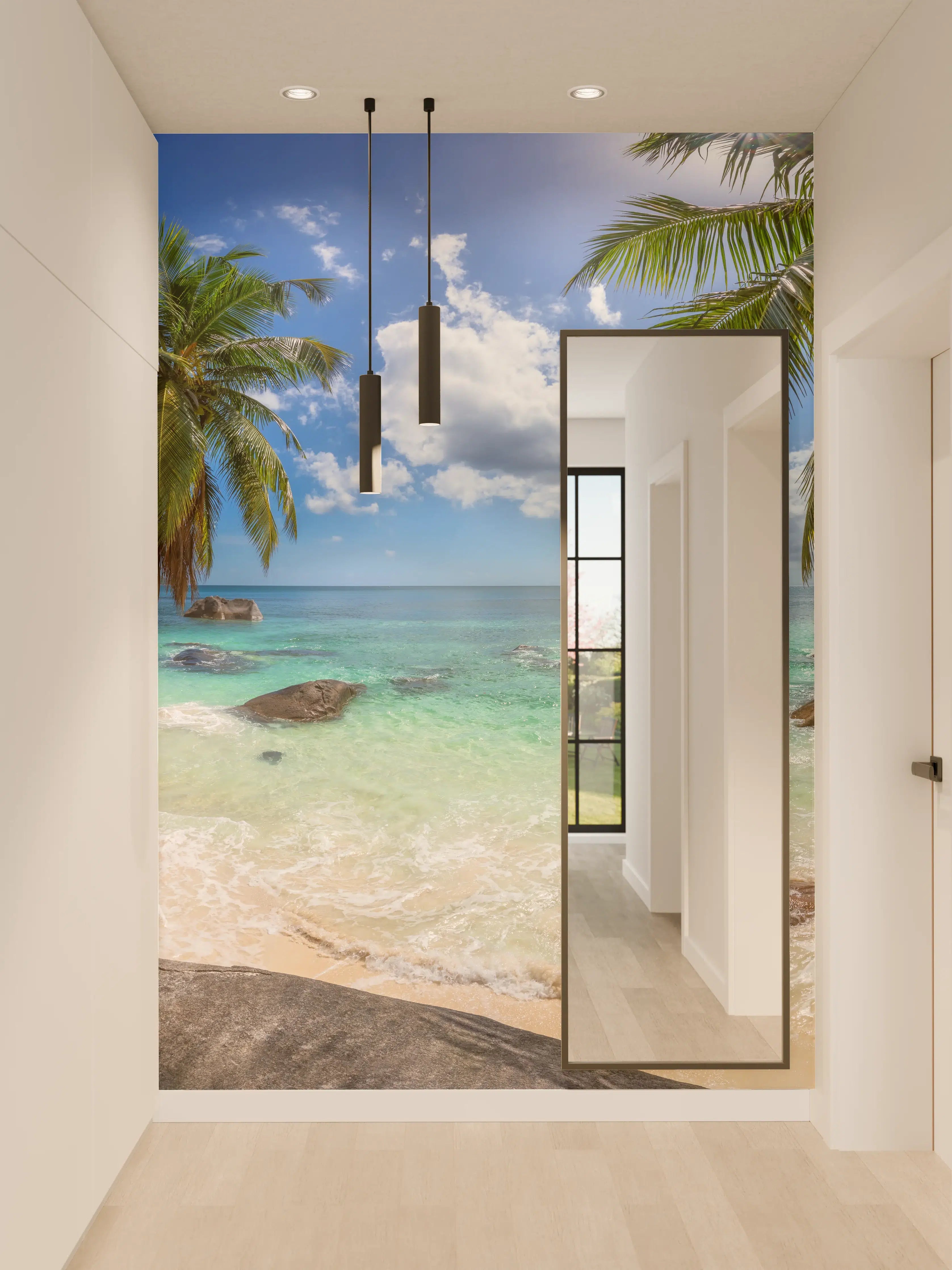 Wandverkleidung Flur - Blick auf den schönen tropischen Strand