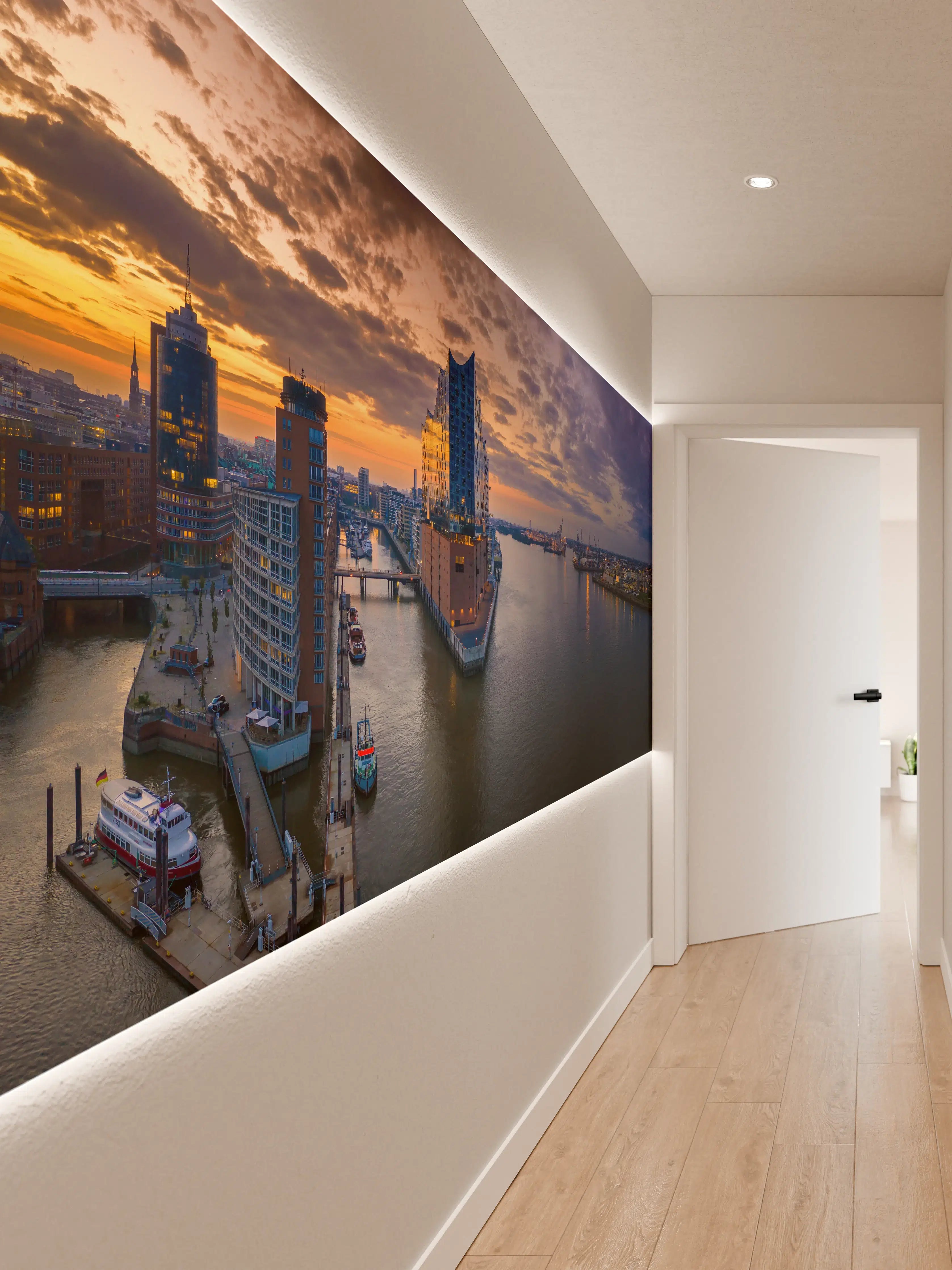 Wandverkleidung Flur - Blick auf die Elbphilharmonie - Hamburg