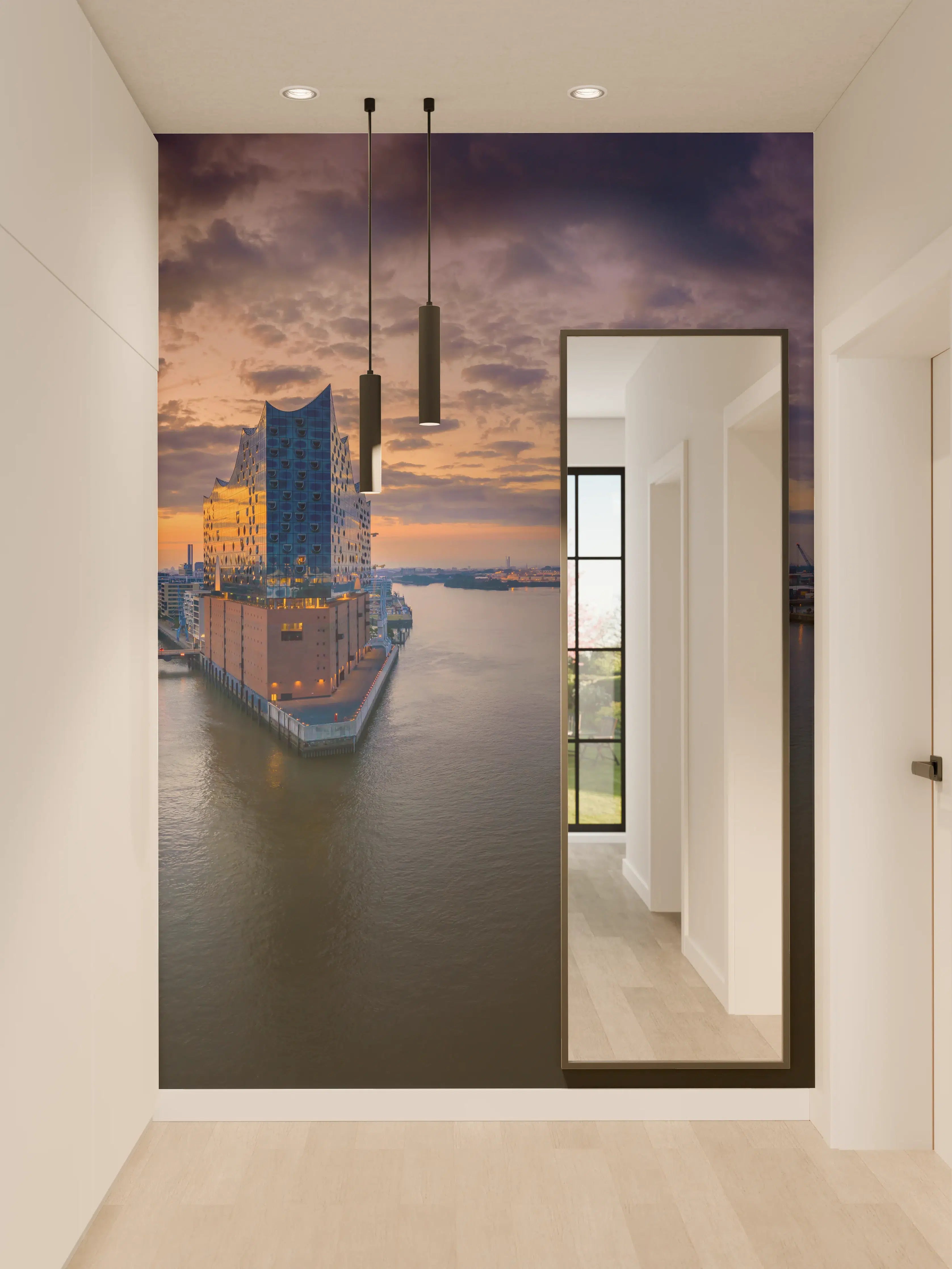 Wandverkleidung Flur - Blick auf die Elbphilharmonie - Hamburg
