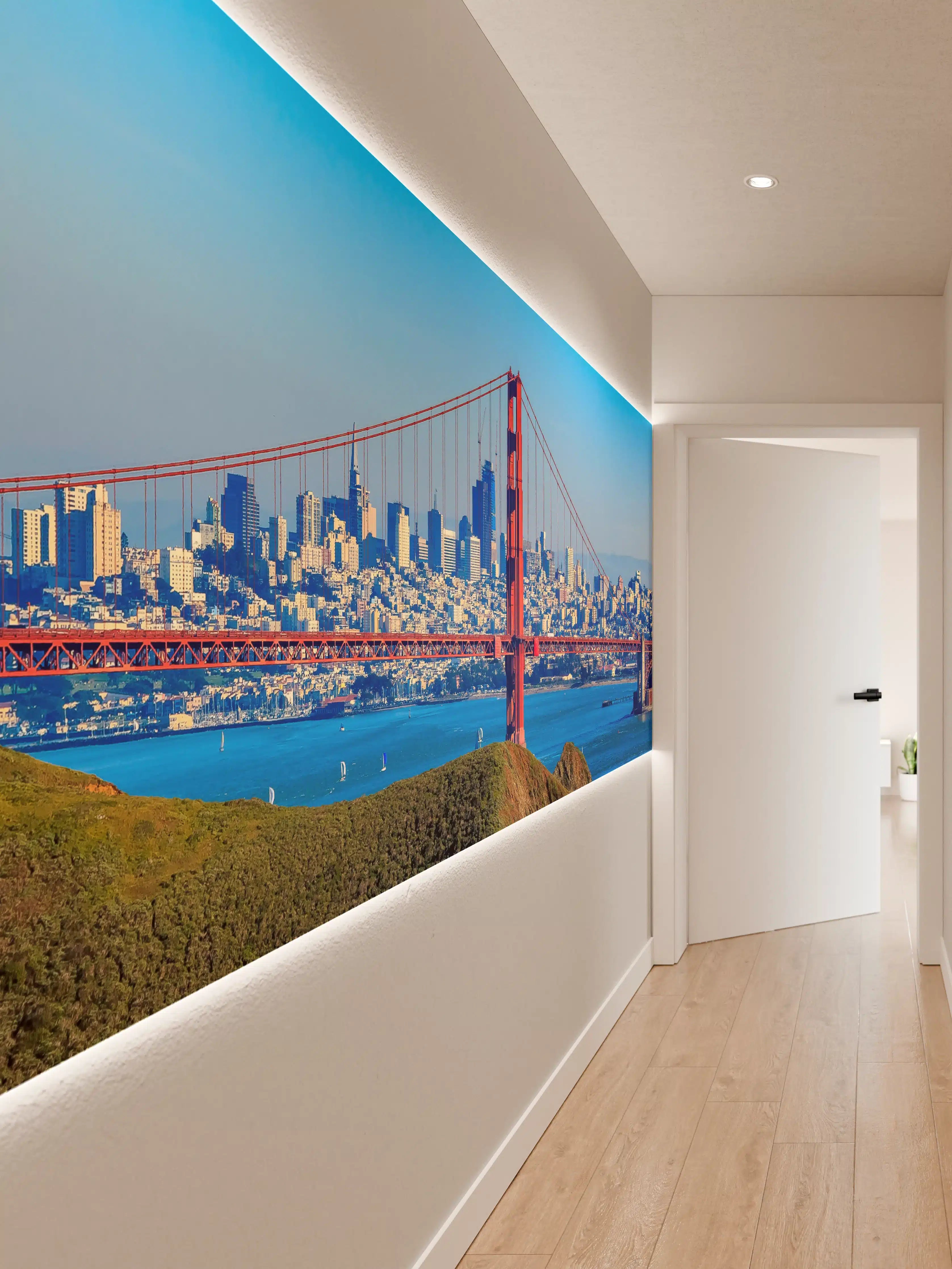 Wandverkleidung Flur - Blick auf die Golden Gate Bridge in San Francisco