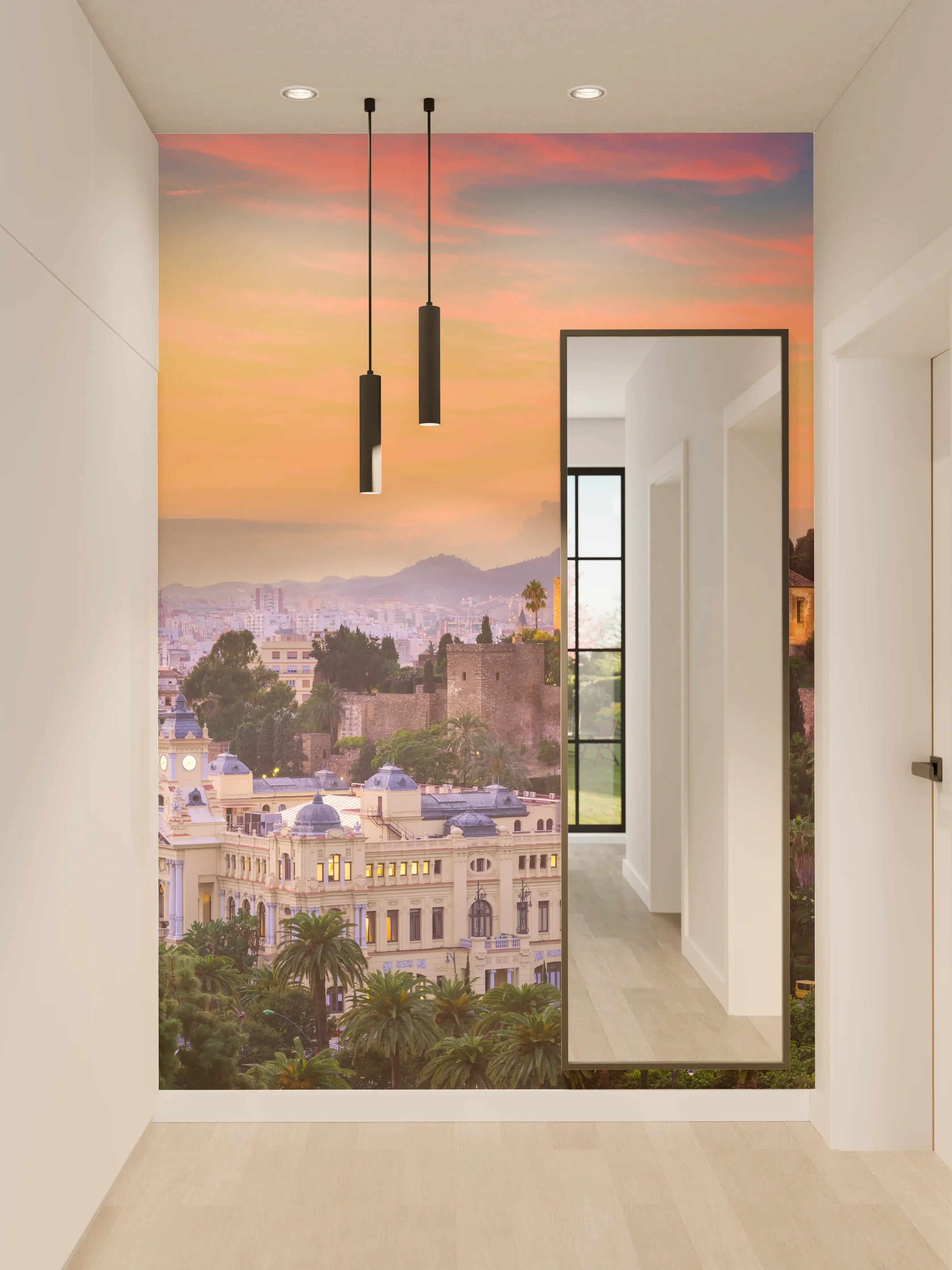 Wandverkleidung Flur - Blick auf die malerische Altstadt bei Sonnenuntergang