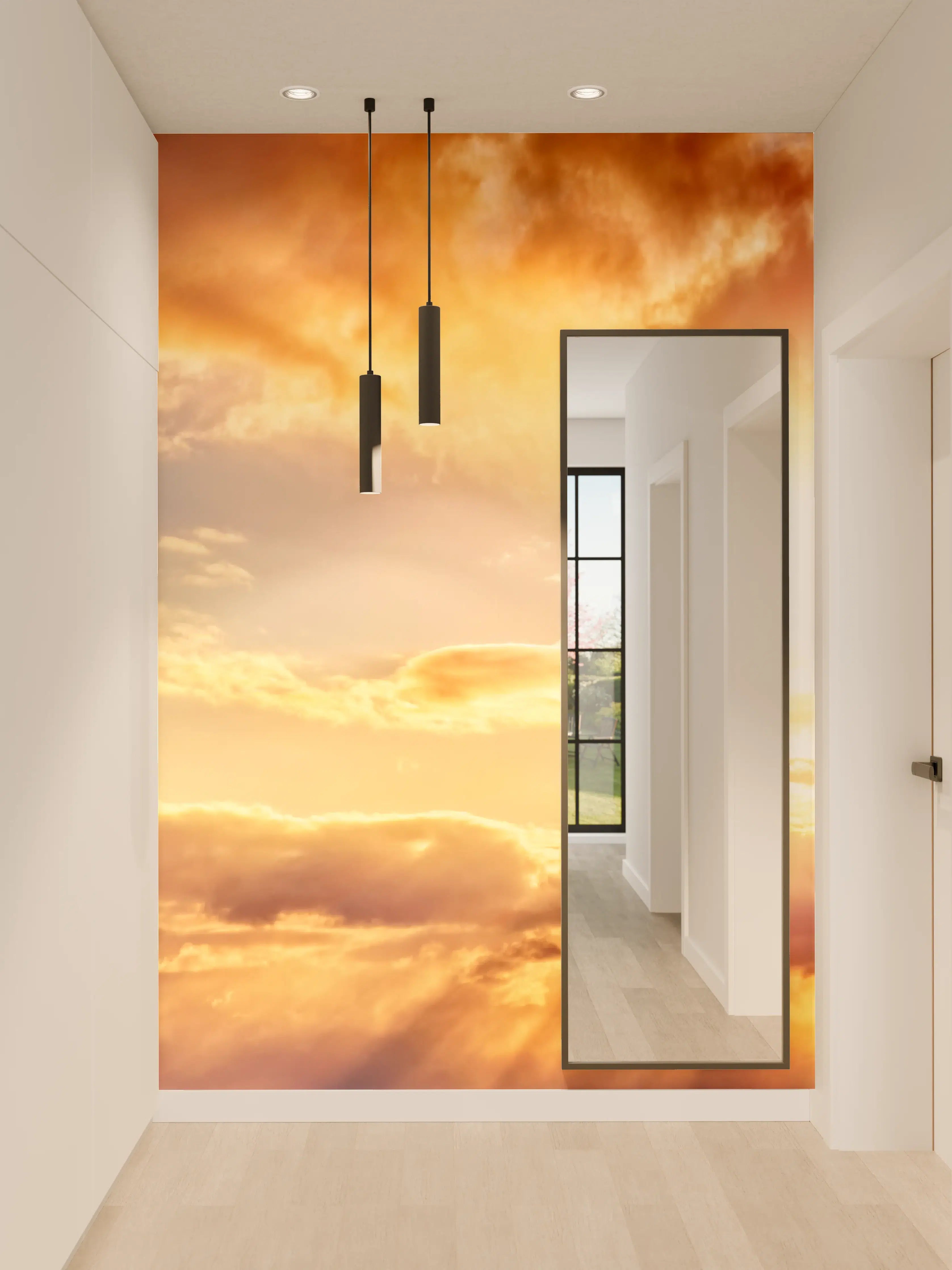 Wandverkleidung Flur - Blick zum schönen Sonnenuntergang