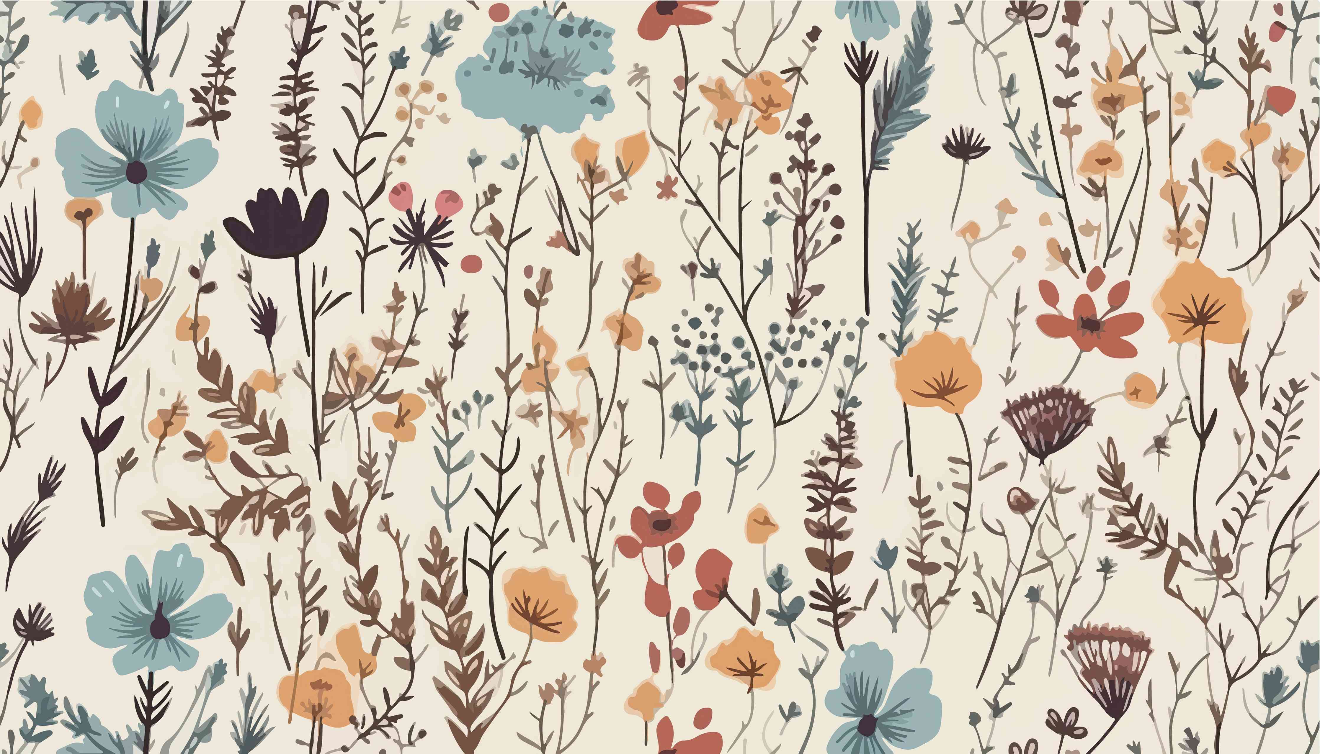 Wandverkleidung Flur-Blumenmuster mit natürlichen Farben