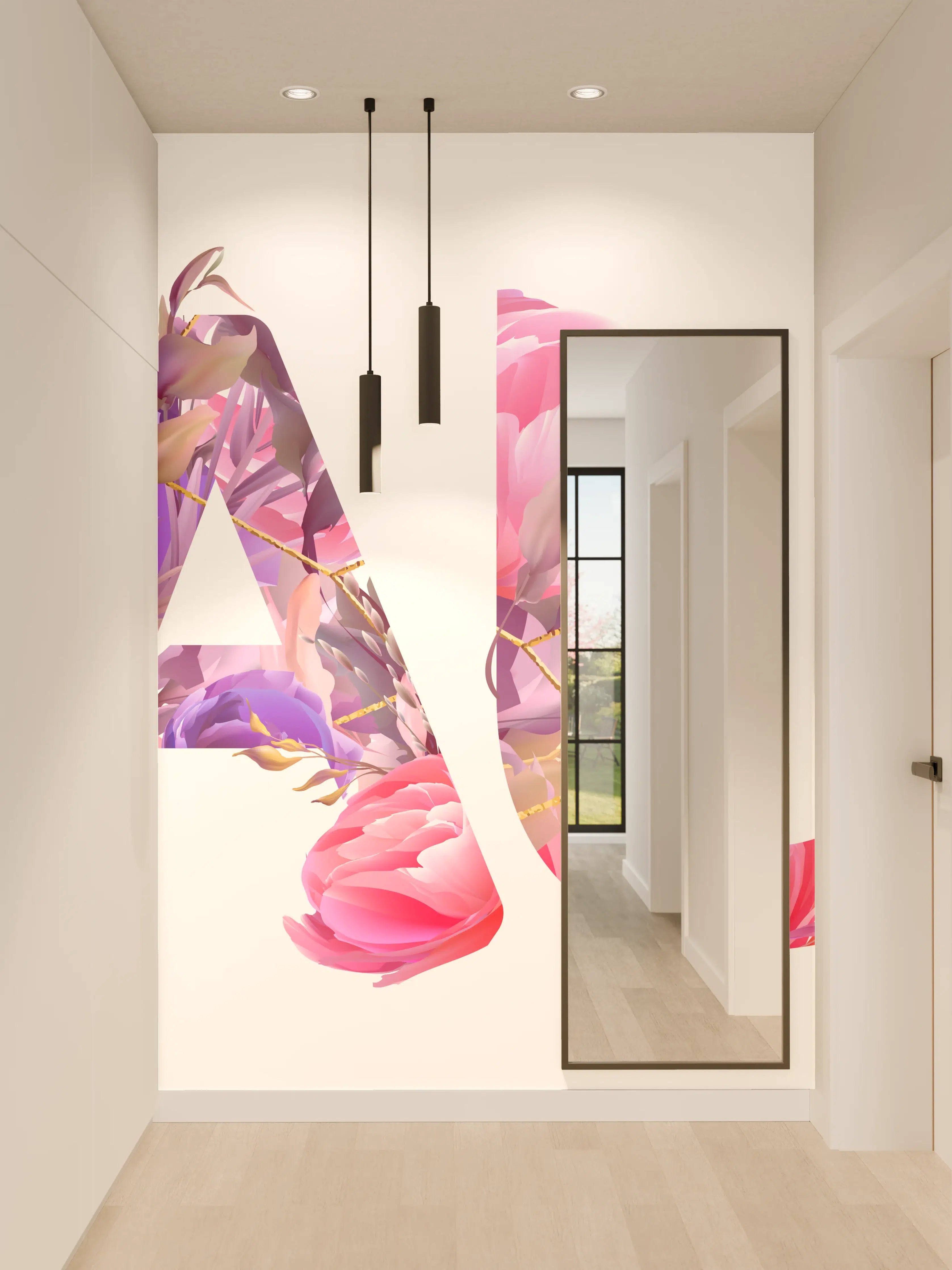 Wandverkleidung Flur - Blumige Beauty-Schrift