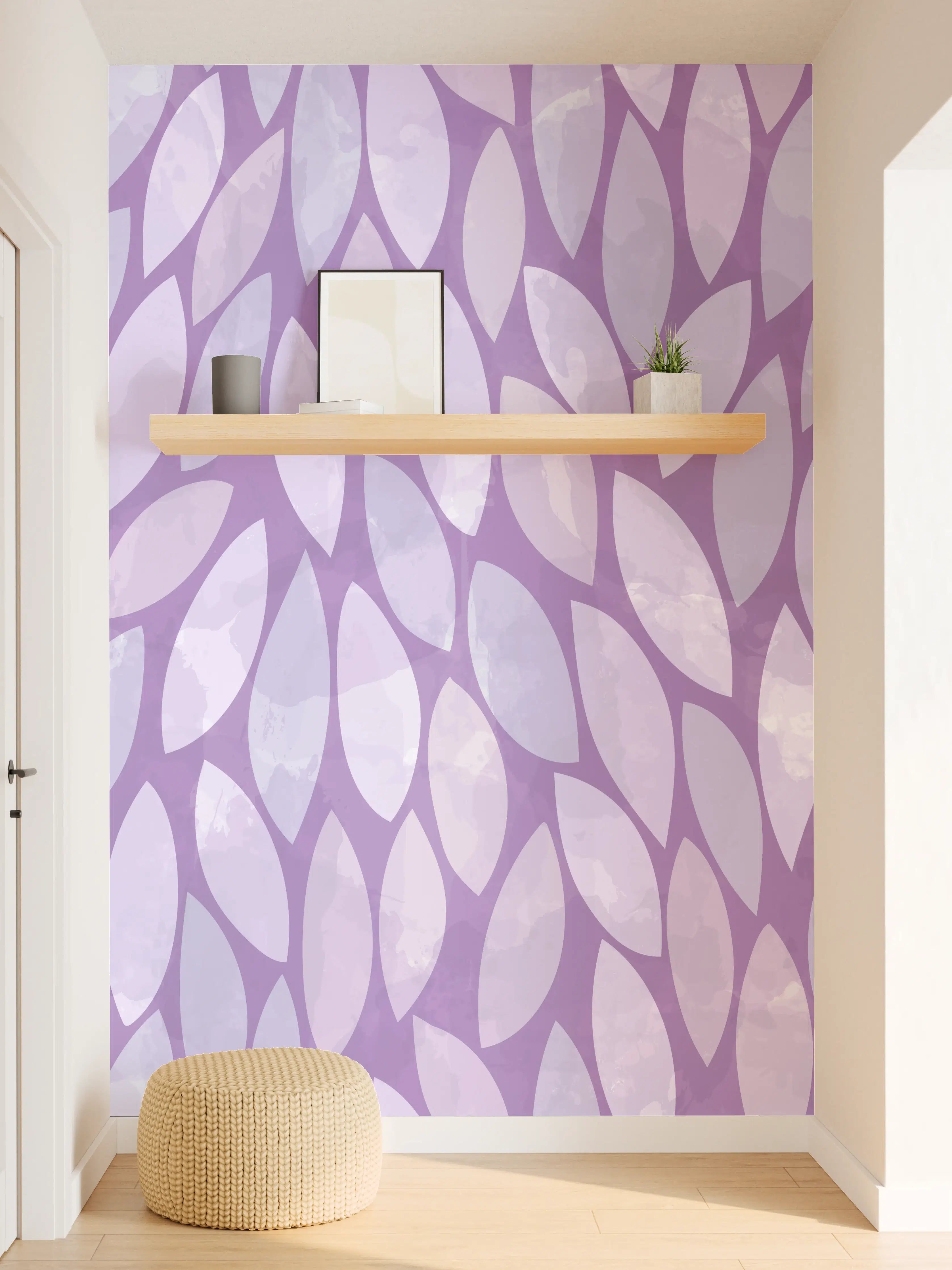 Wandverkleidung Flur - Blumiges Muster in Lila Tönen