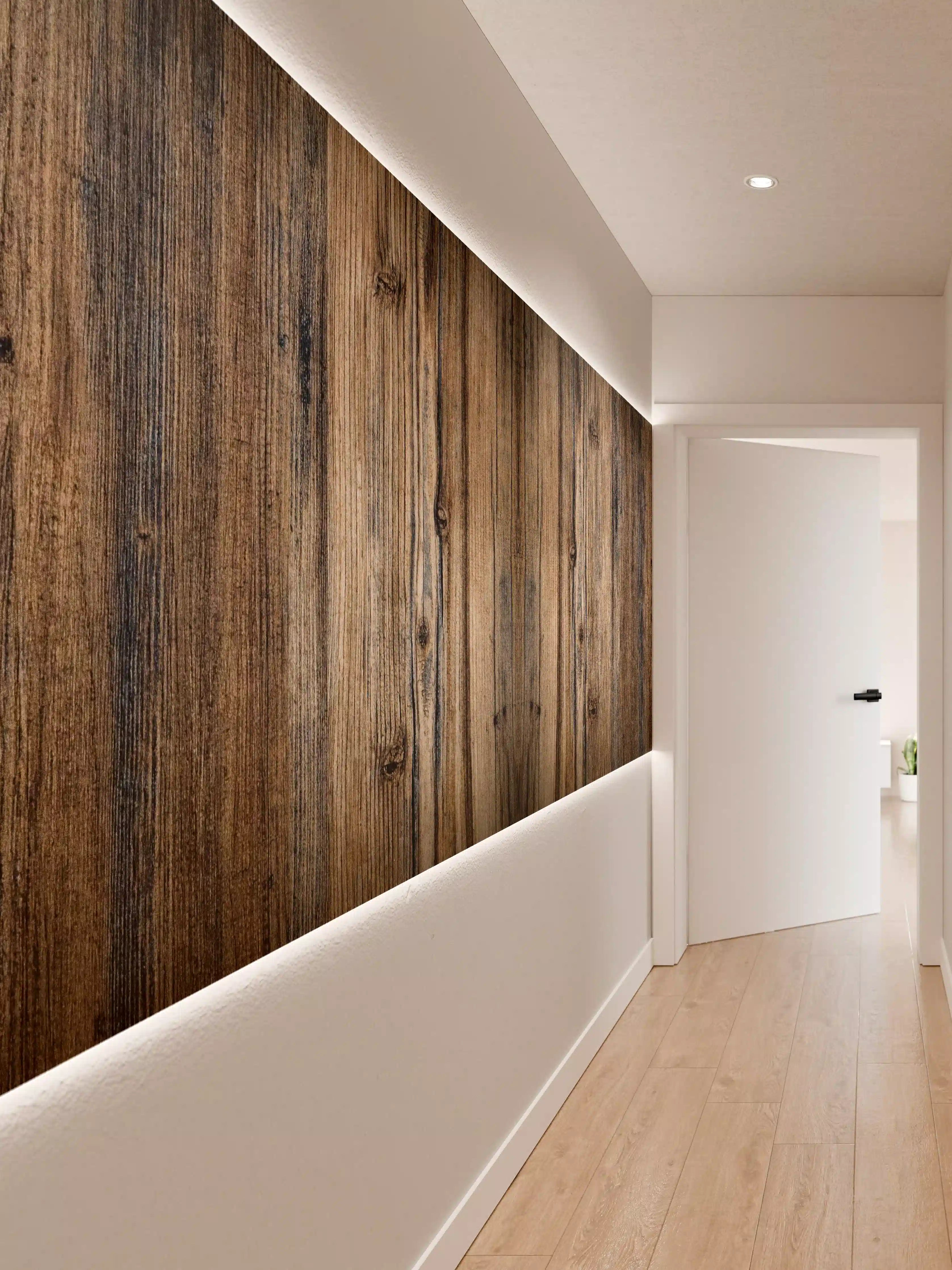 Wandverkleidung Flur - Bräunlicher Holz Hintergrund