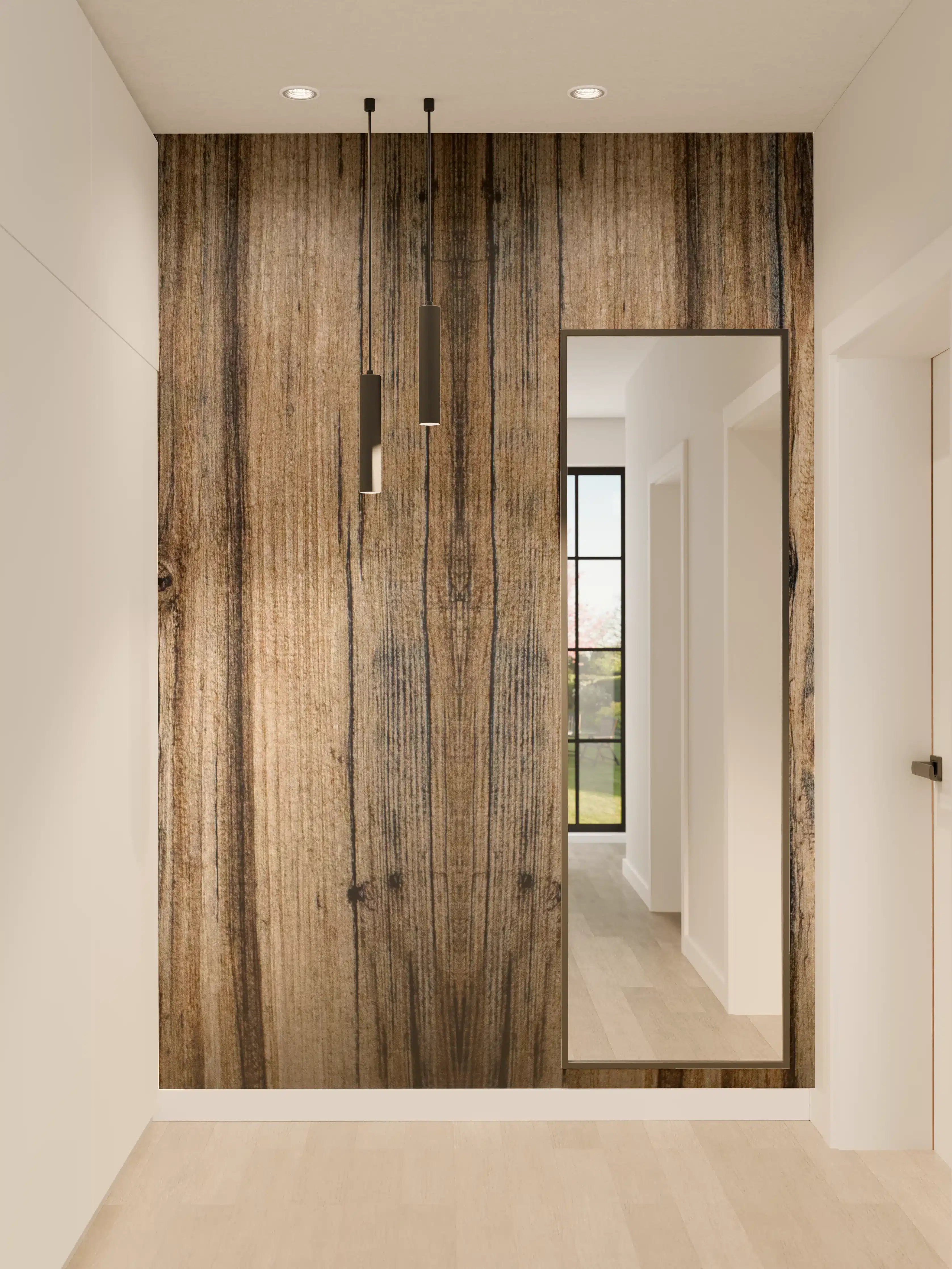Wandverkleidung Flur - Bräunlicher Holz Hintergrund