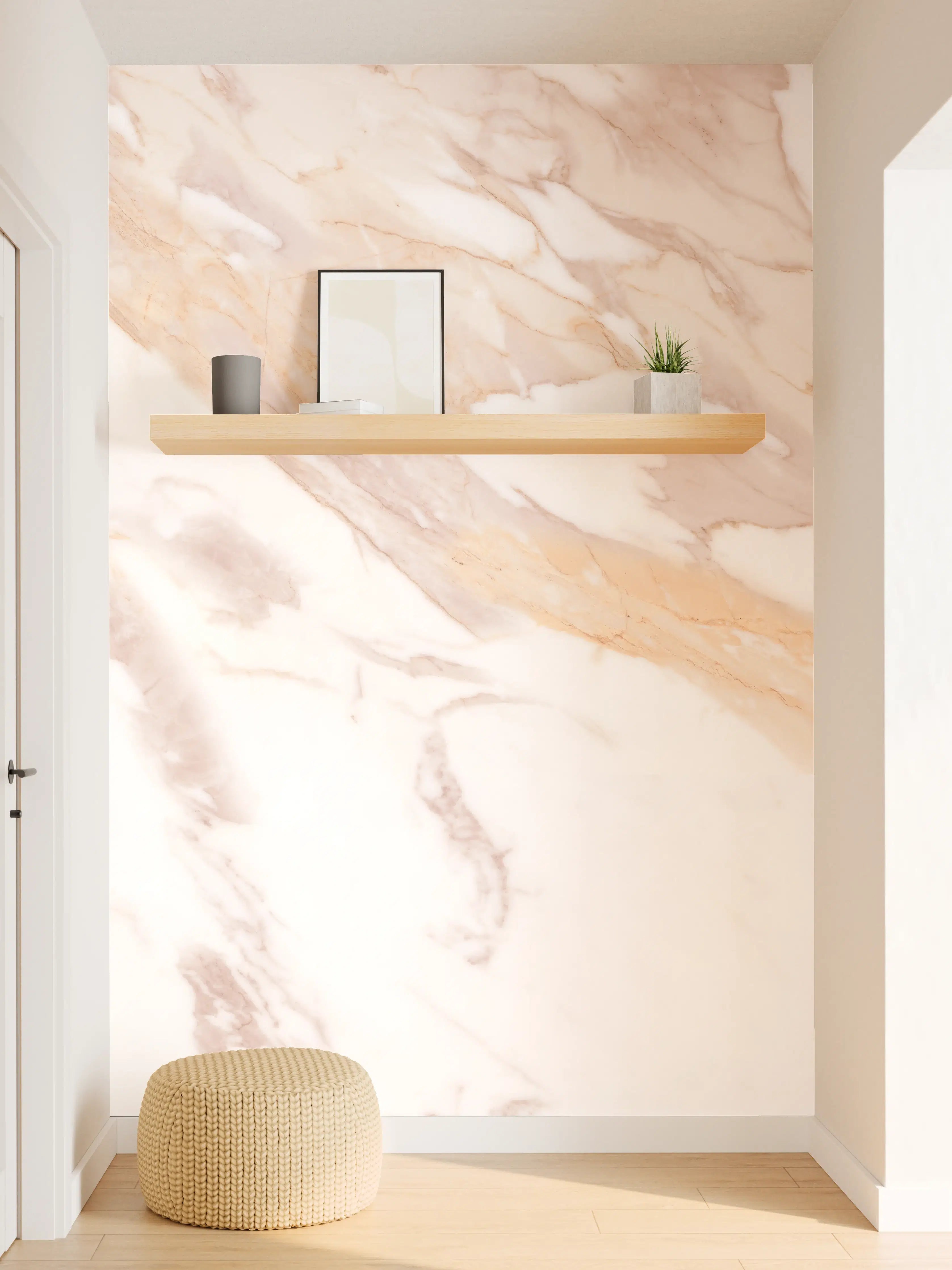 Wandverkleidung Flur - Braun-beiger Marmor