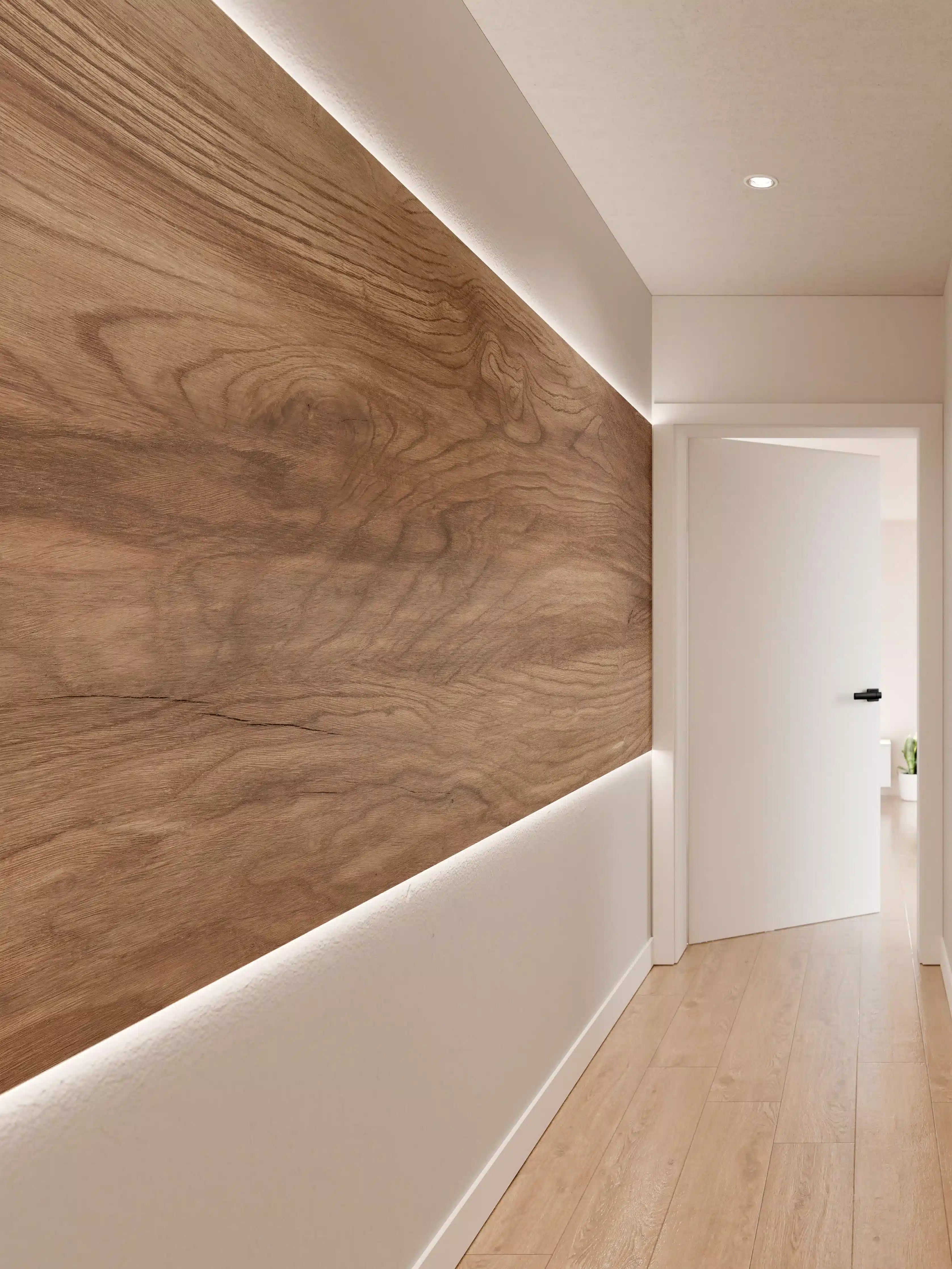 Wandverkleidung Flur - Braune Holz Textur mit Muster