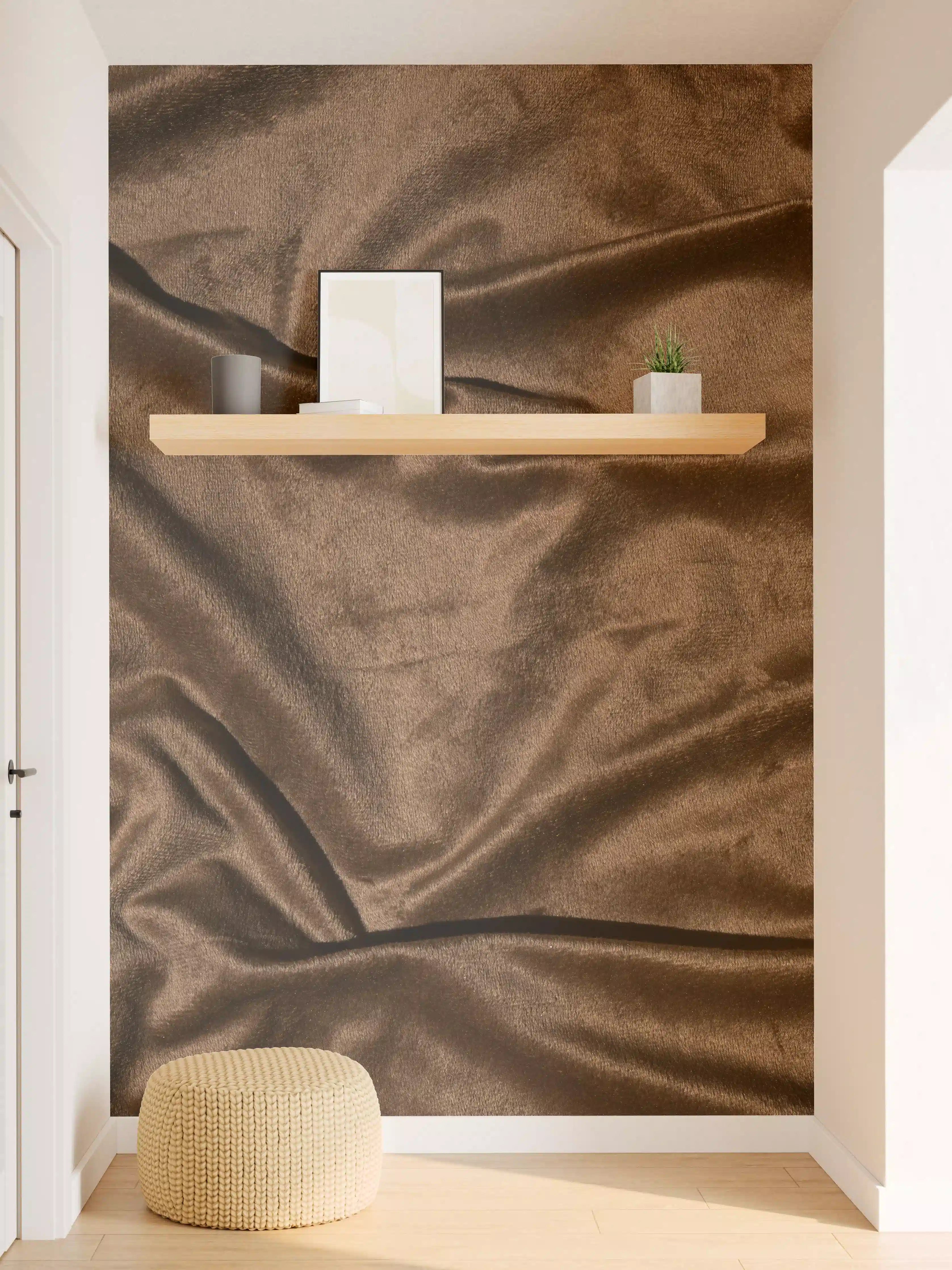 Wandverkleidung Flur - Braune Satin Seide