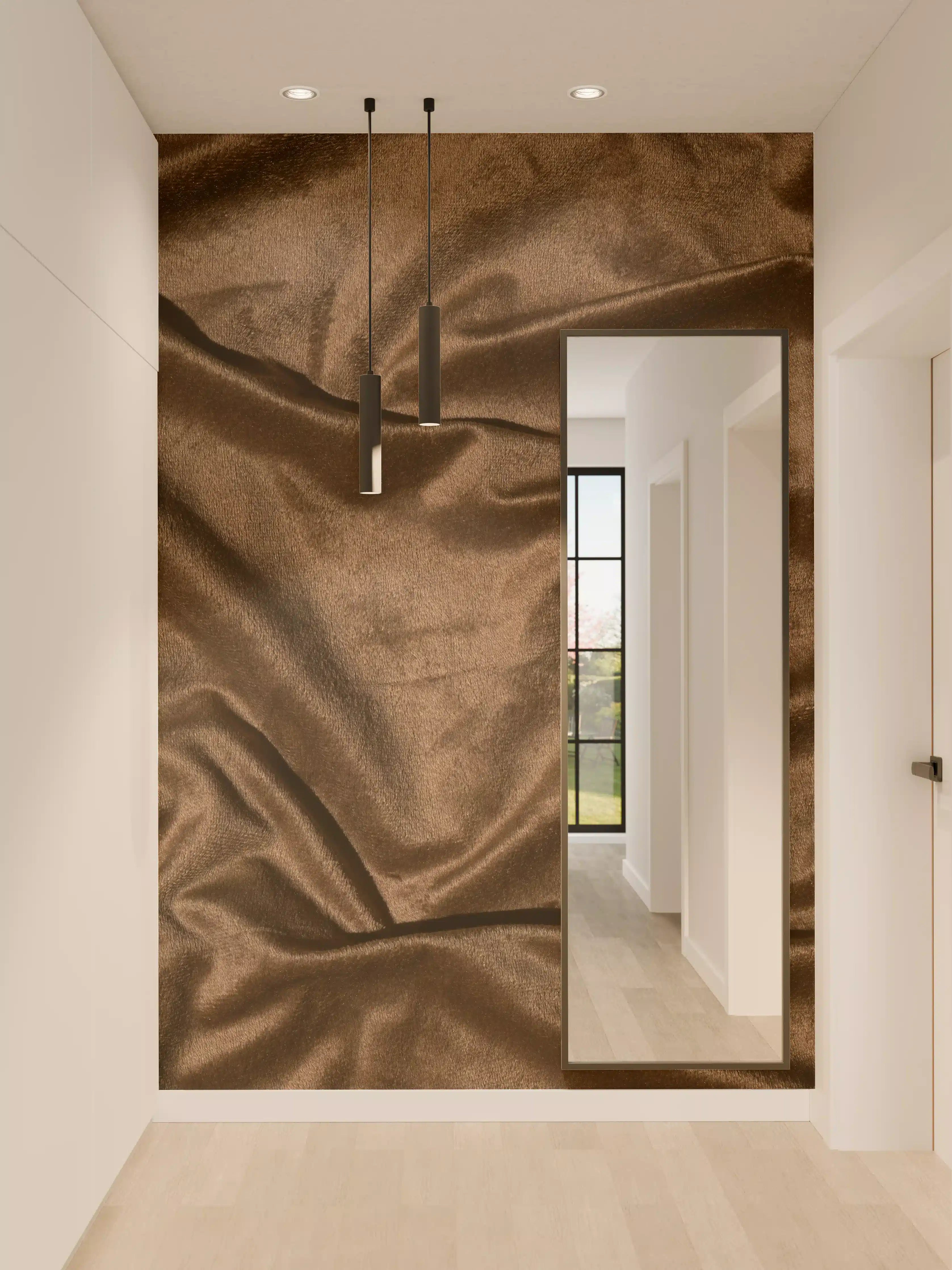 Wandverkleidung Flur - Braune Satin Seide