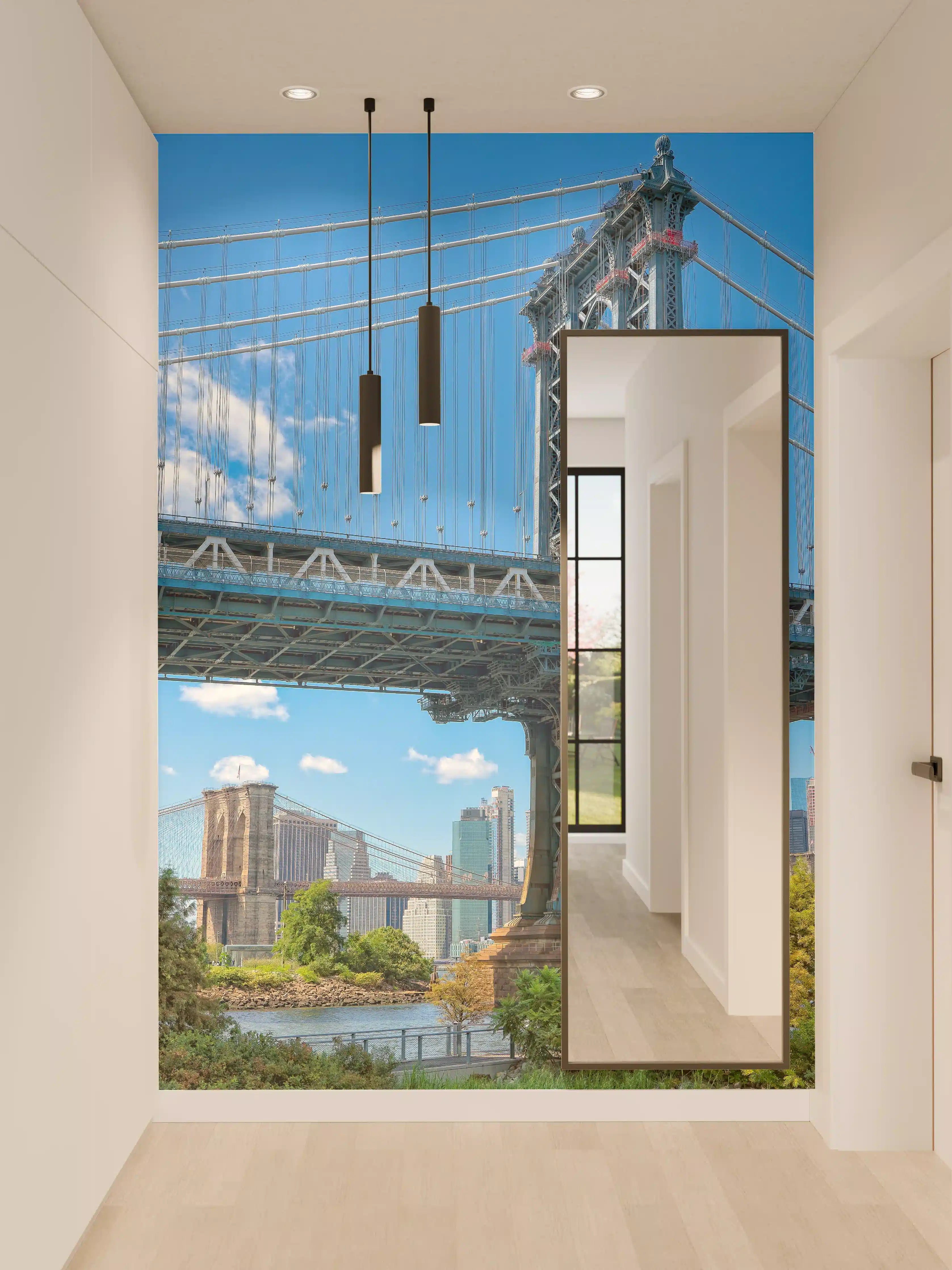 Wandverkleidung Flur - Brücke in Manhattan bei strahlendem Himmel